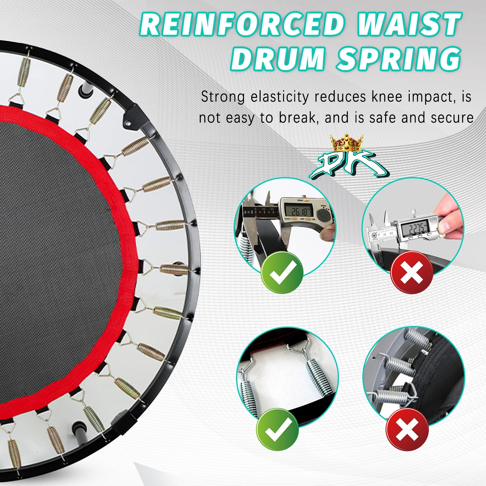 JSTUOKE 40 660lbs Fitness Mini Trampoline, Exercise Rebounder Mini Trampoline for Adults, Foldable with Adjustable Handle and 6 Support Legs