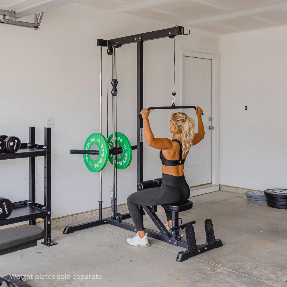 Titan Fitness Plate Loaded Lat Tower v2, Space Saving, Back, Shoulder