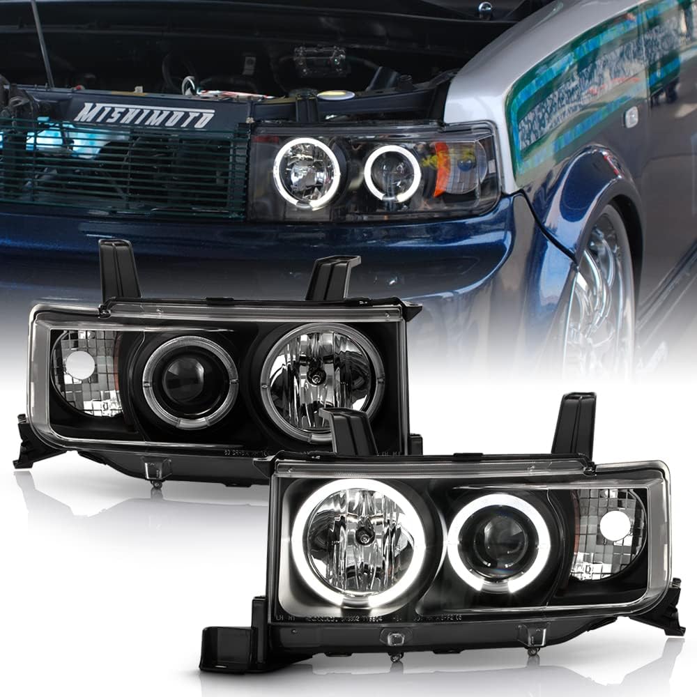 ACANII - For 2004 2005 2006 Scion Xb LED Halo Ring Black Housing Projector Headlights Headlamps, Driver & Passenger Side