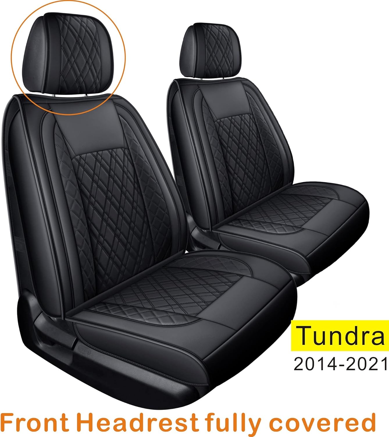 LUCKYMAN CLUB Tundra Seat Covers for Front and Back Seats of 2014-2021 Crew Cab/ Crewmax/ Double Cab with Faux Leather (Black& Red)