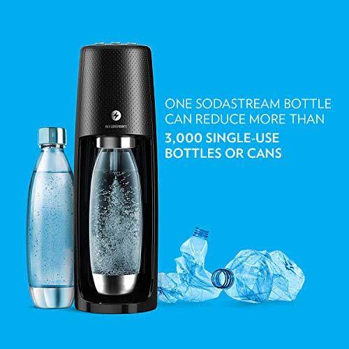 Sodastream Fizzi One Touch Sparkling Water Maker Bundle (Black) with CO2, BPA FR