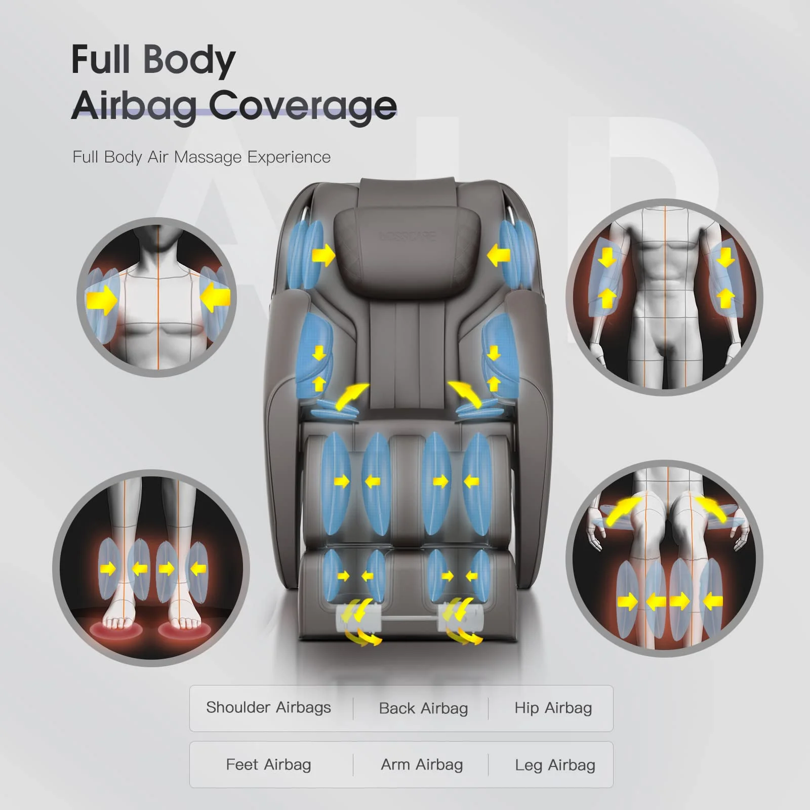 BOSSCARE Massage Chair Zero Gravity Full Body with Airbag Massage Black
