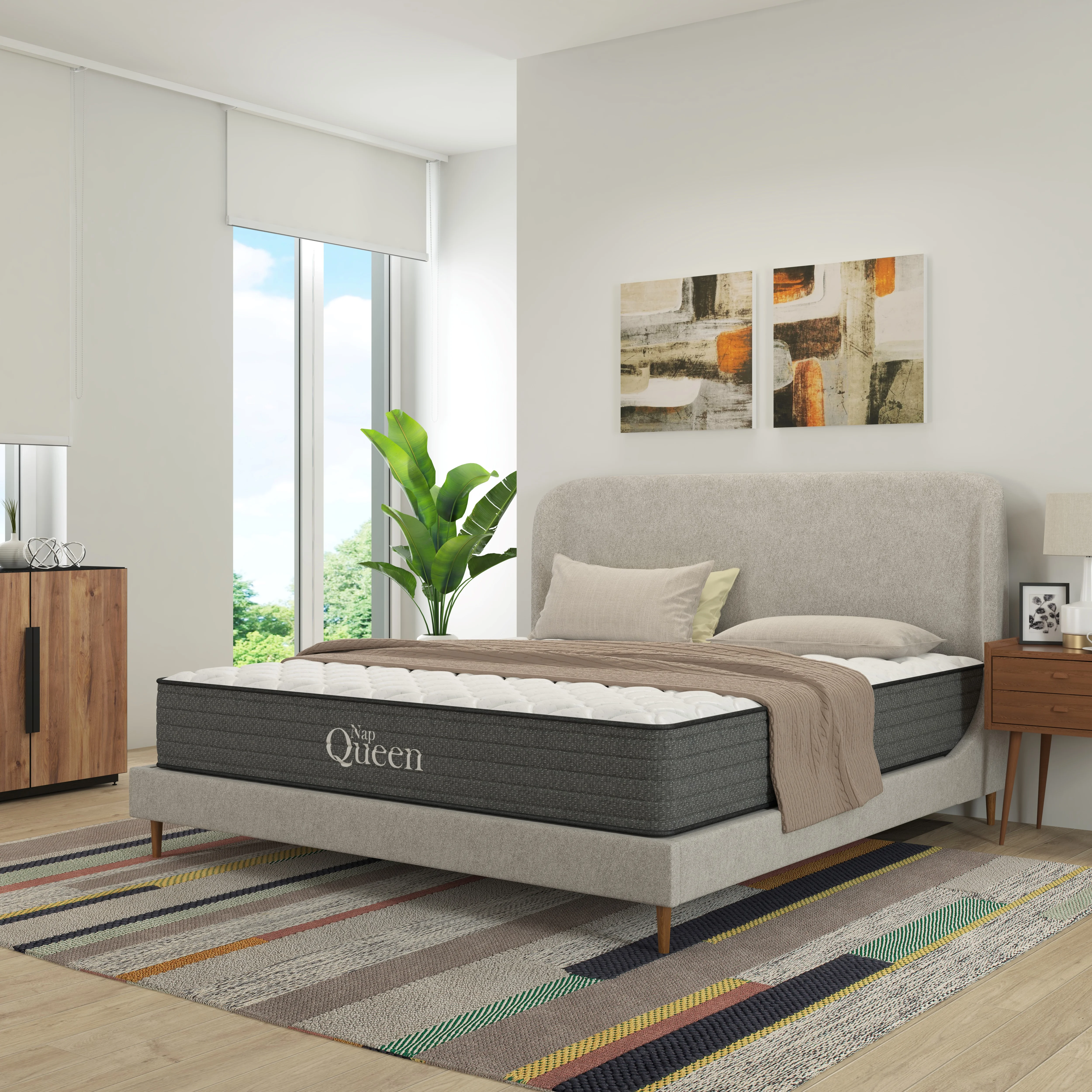NapQueen Victoria 12" Medium Firm, Hybrid of Cooling Gel Infused Memory Foam and Pocket Spring Mattress, Queen Size