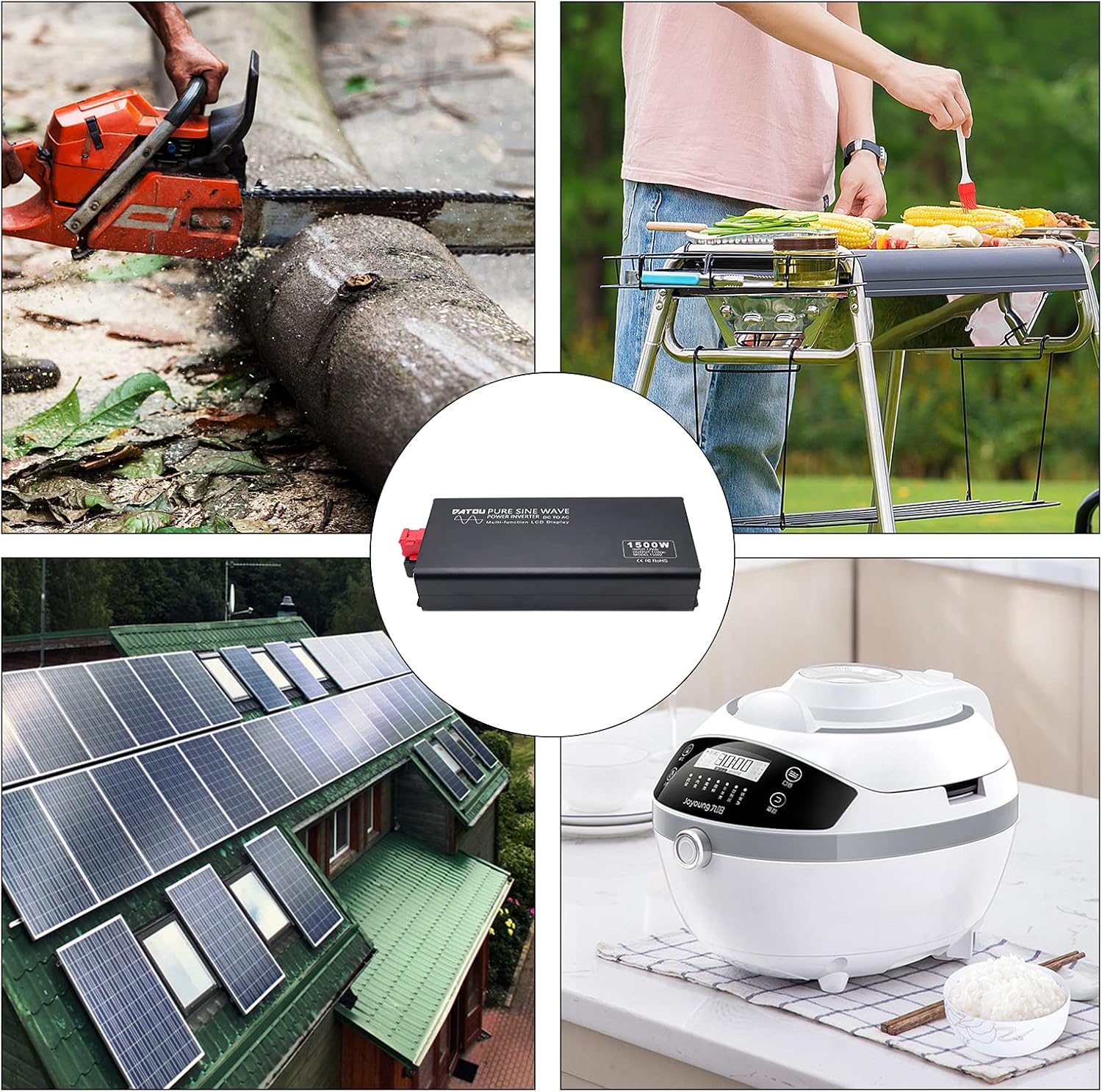 Pure Sine Wave Inverter 2000W Peak 4000W Power Inverter DC 12V to AC 110V 120V with 2 AC Outlets LCD Display for Home Solar System Car Truck RV Professional-Grade Voltage Converter Sine Wave Inverter