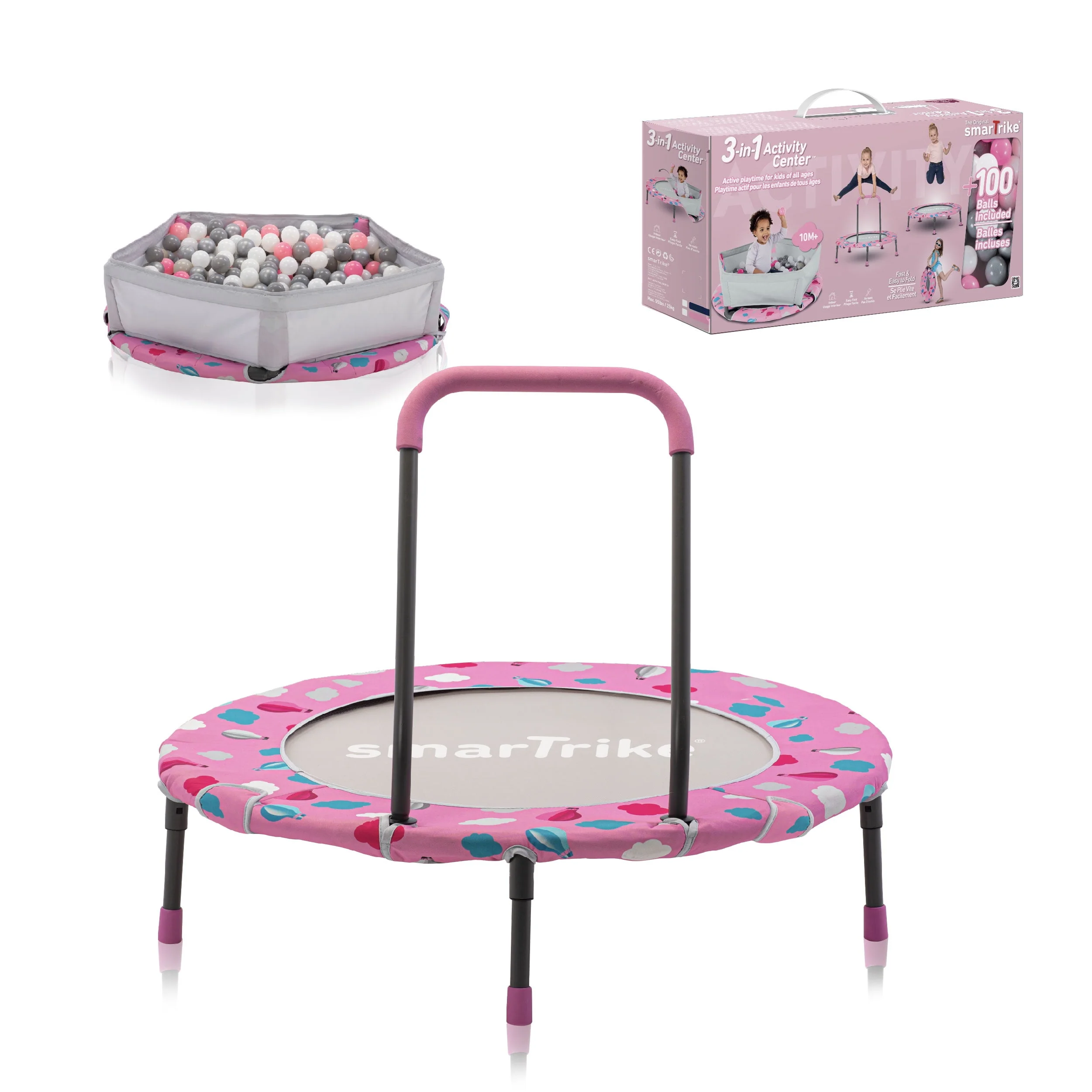 smarTrike 2-in-1 36-inch Indoor Folding Trampoline with Handlebar