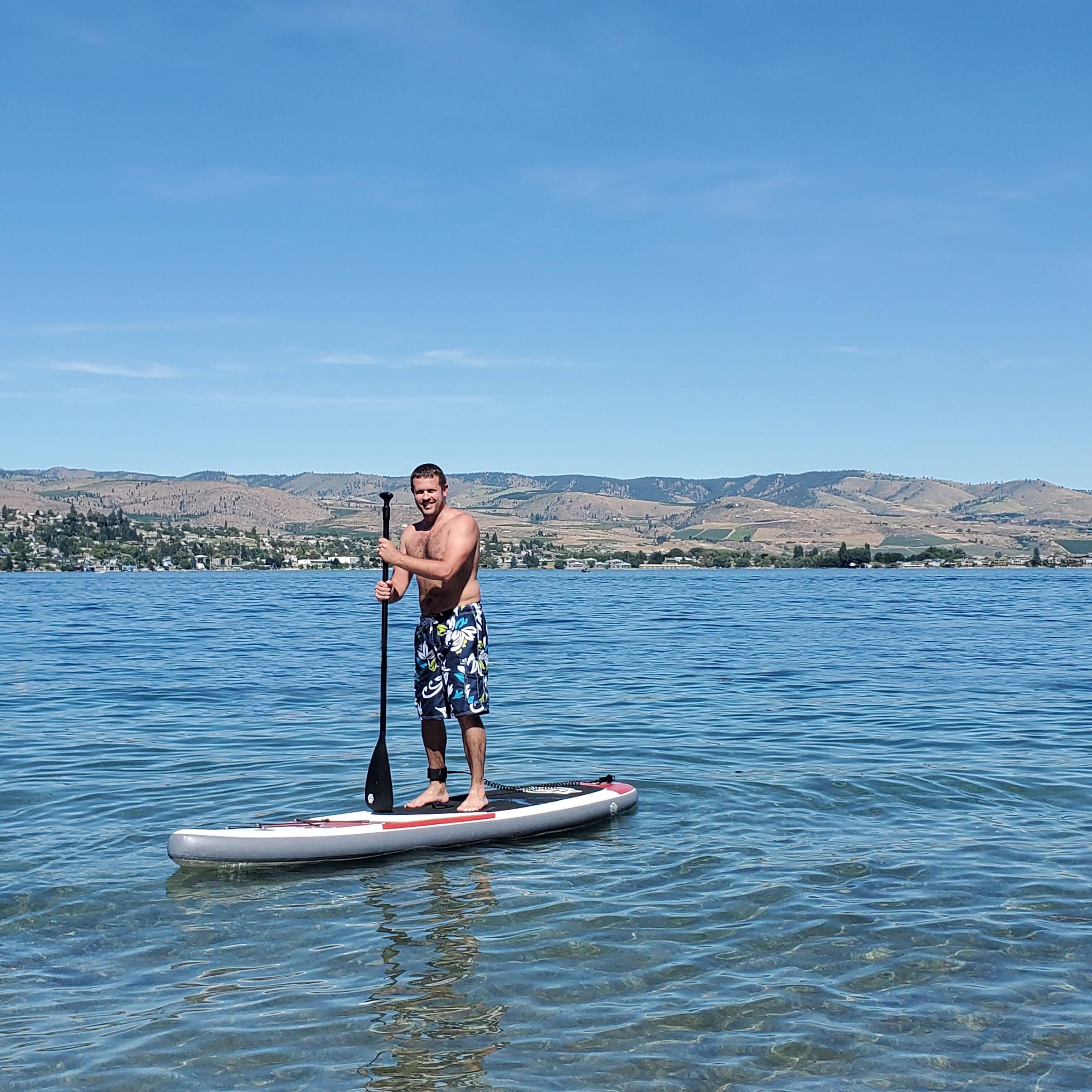 Aleko Inflatable Paddle Board with Carry Bag - Gray Drip