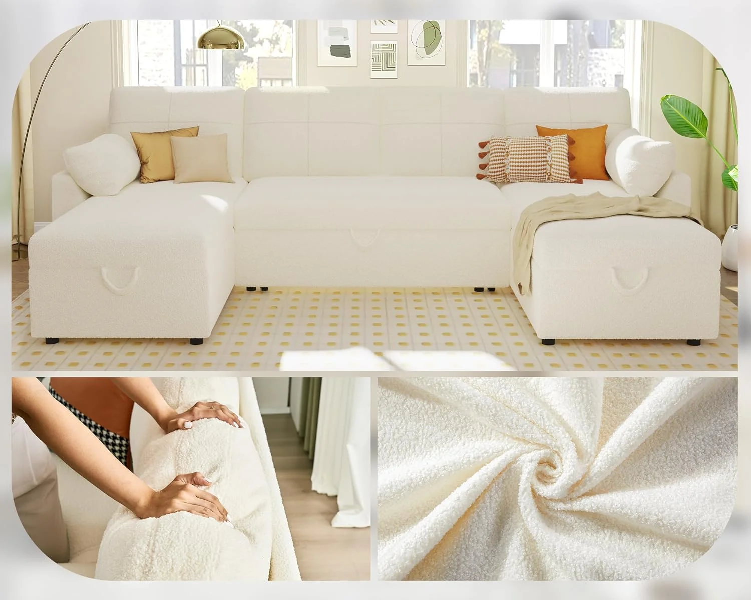 Papajet Sofa Bed, Sleeper Sofa with Storage Chaise, Pull Out Couch for Living Room- Gray Chenille