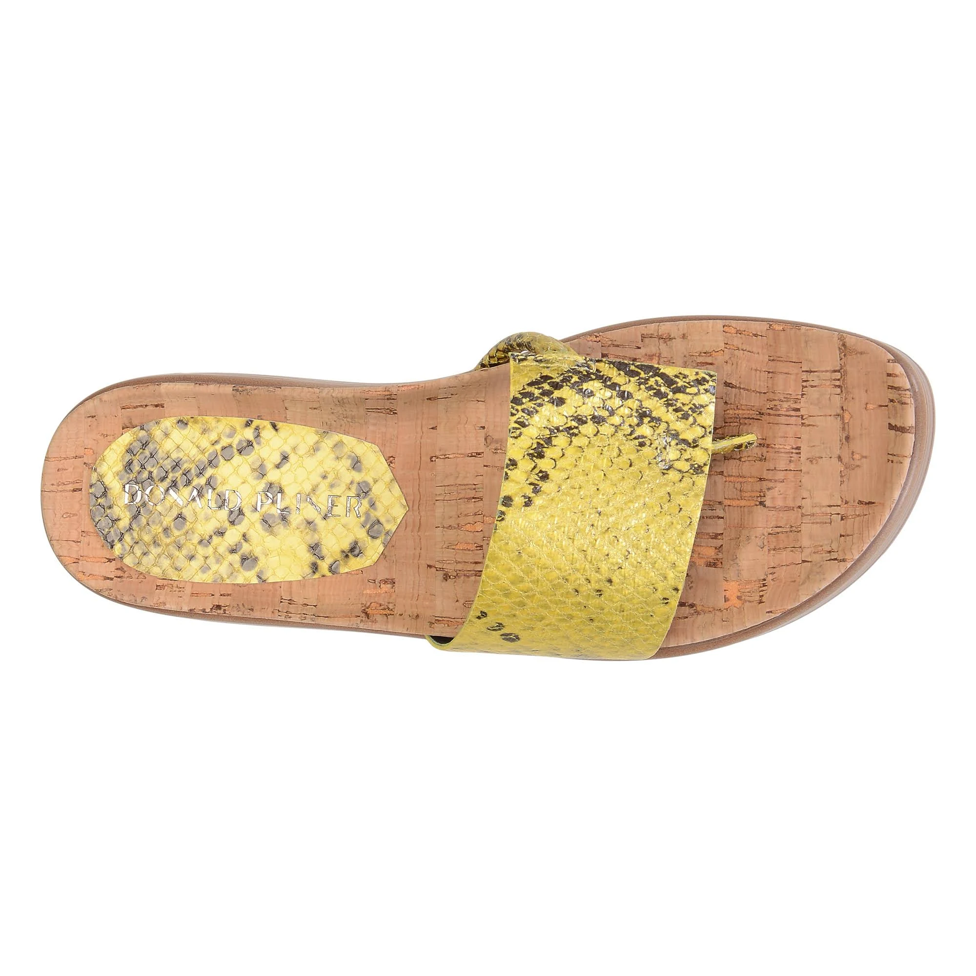Donald Pliner Fifi Snake-Embossed Leather Slide, Lemon / 6