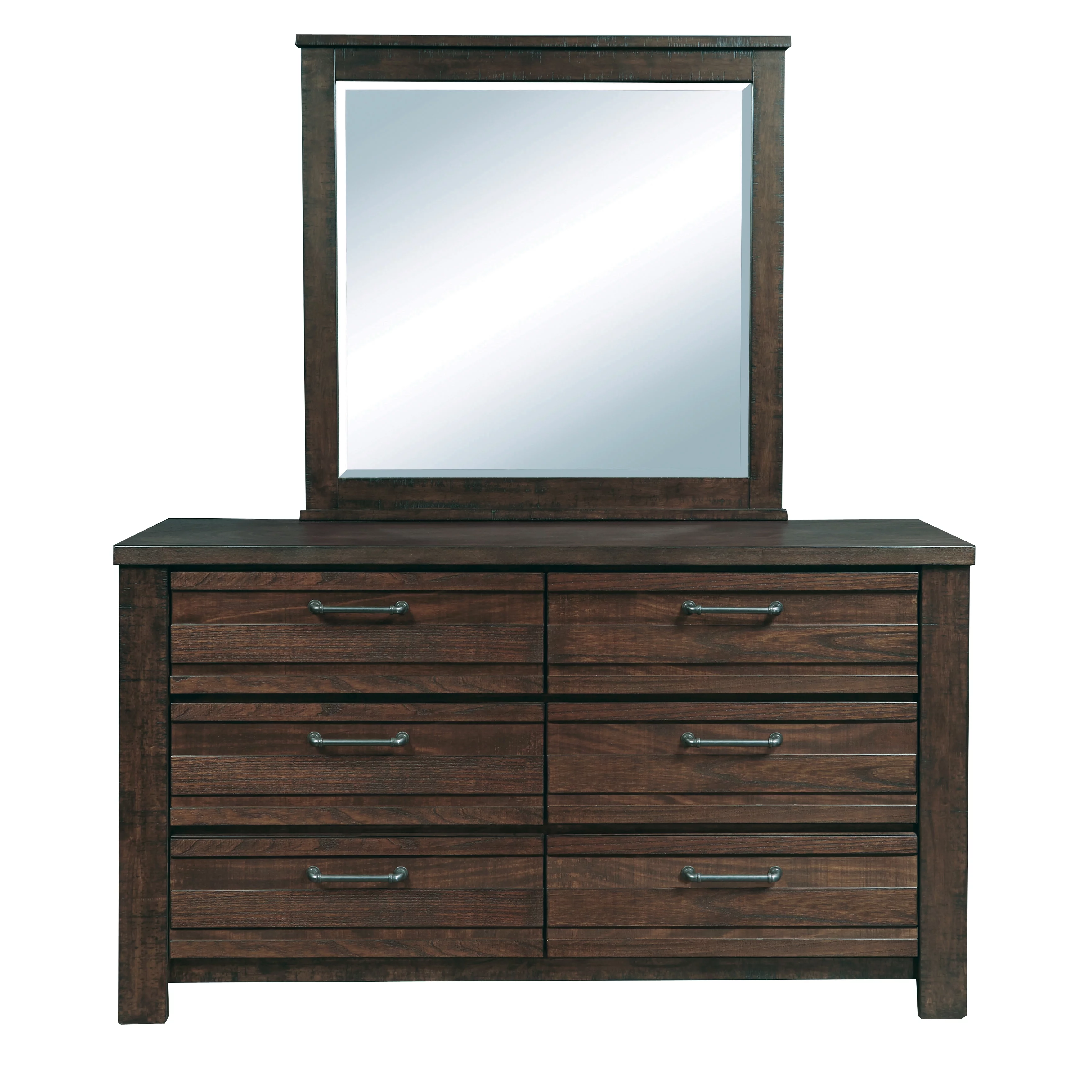 Sedona Transitional Wood Bedroom Set, Panel King Bed with Dresser, Mirror, Nightstand, Chest in Espresso