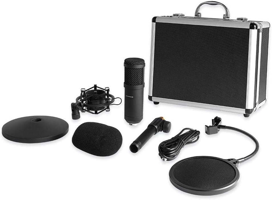 USB Streaming Podcast PC Microphone with Aluminum Storage Case,SUDOTACK Professional 192kHz/24Bit Studio Cardioid Condenser Mic Kit with Sound Card Desktop Stand Shock Mount for Skype Youtuber Gaming