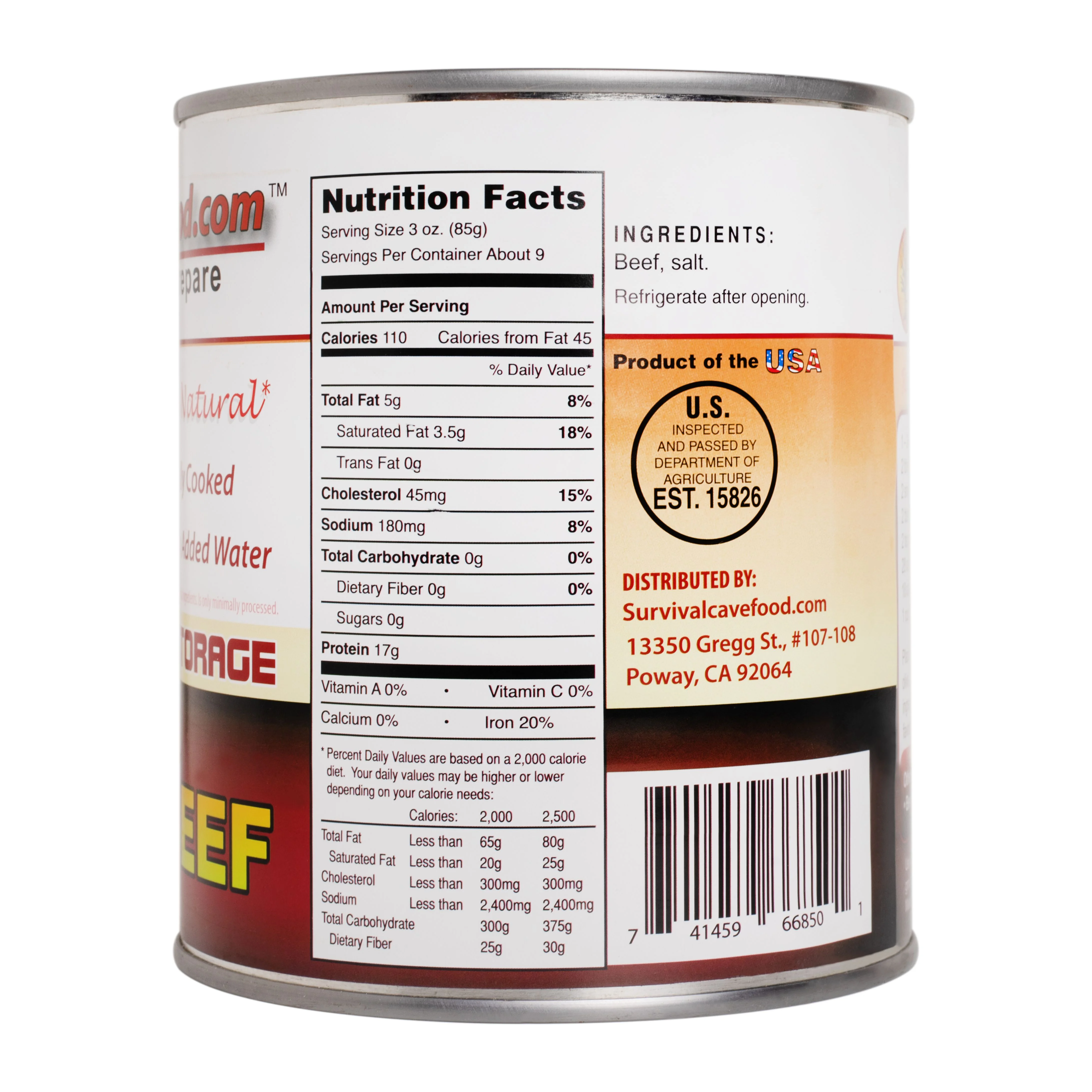 Survival Cave - Canned Ground Beef 28 oz- 12 cans