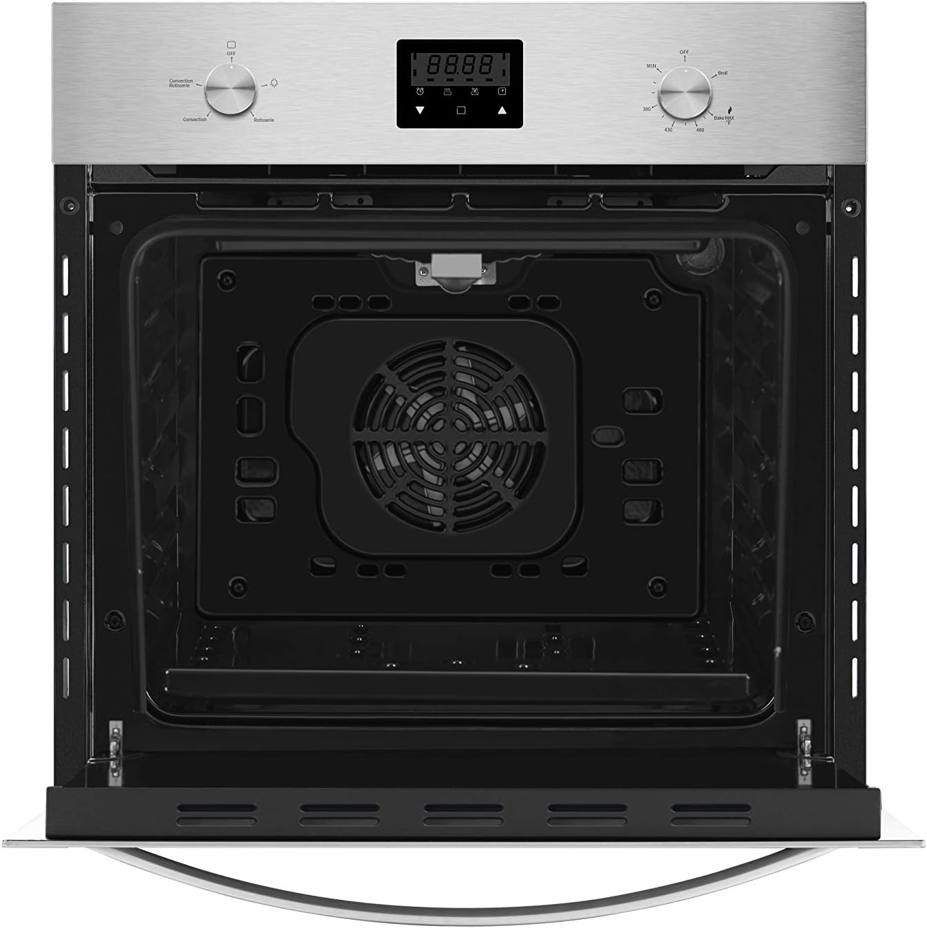 Empava 24 Inch Single Gas Wall Oven Bake Broil Rotisserie Functions with Mechanical Controls-Digital Timer-Convection Fan in Stainless Steel