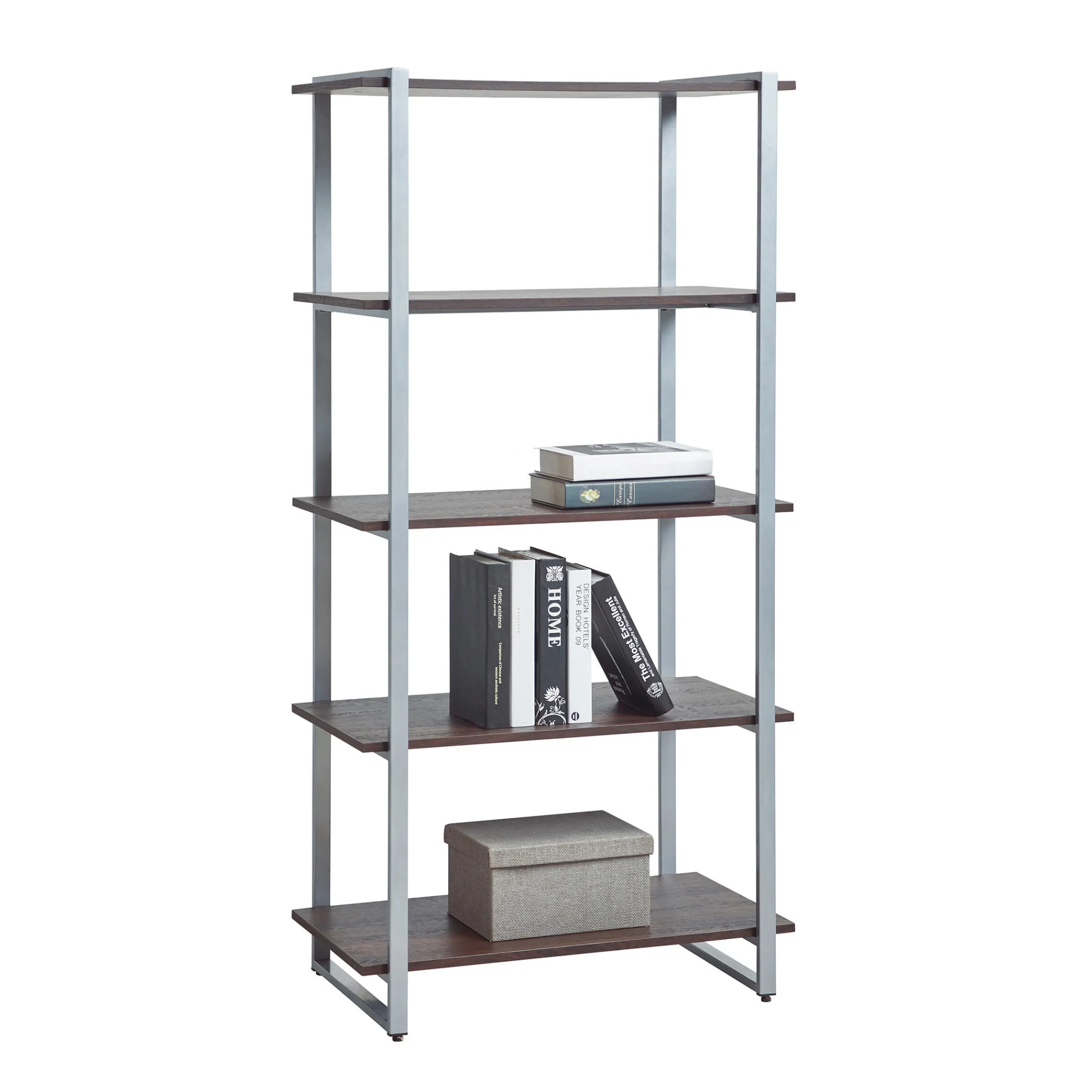 Realspace® Trezza 60"H 4-Shelf Bookcase, Warm Walnut