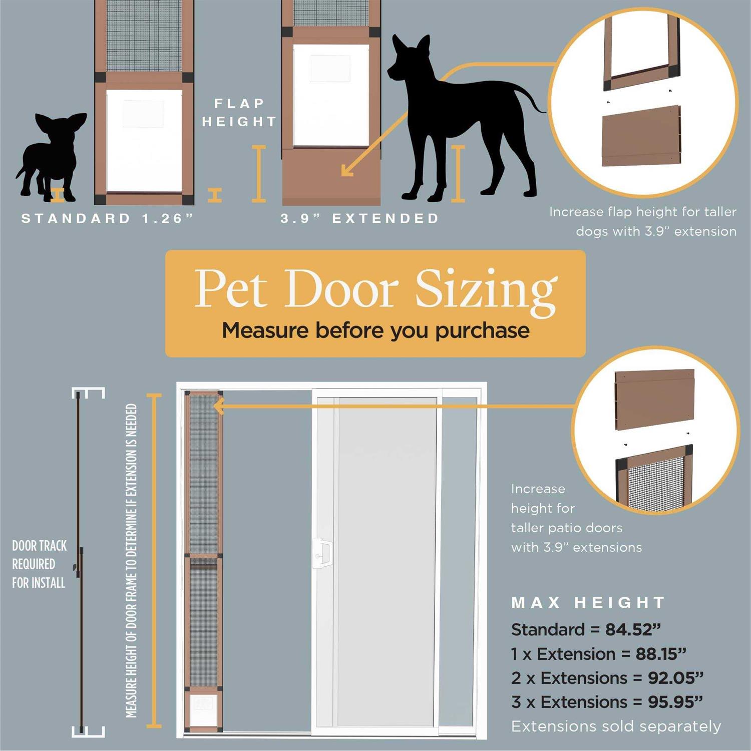 Hakuna Pets Patio Pet Door Screen Insert Panel for Sliding Doors Fits Door Track Min Ht Max Ht 84.25 - Pet Supplies online store