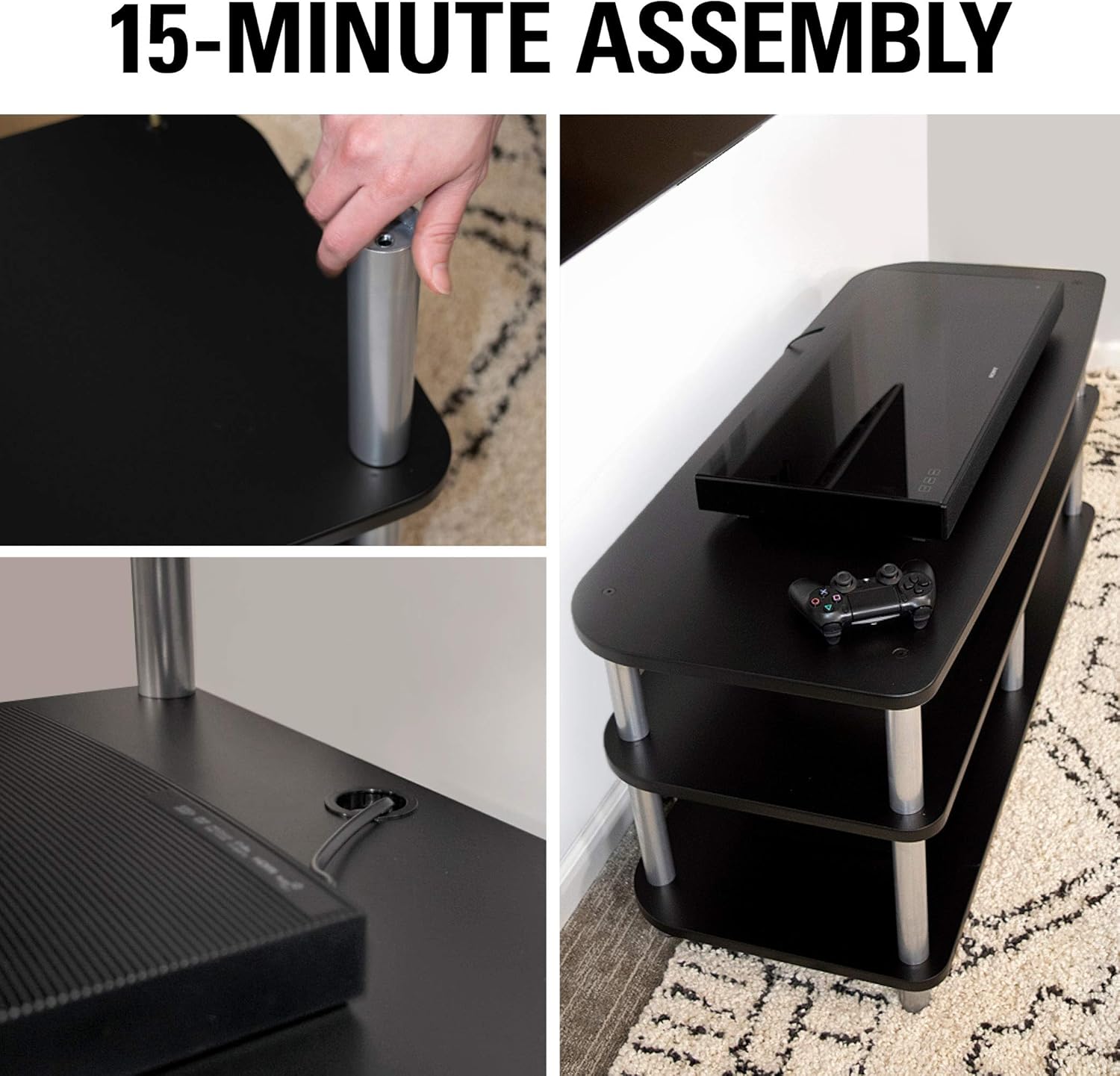 Sanus Heavy Duty Stand For AV Equipment - Extra Long 48" Design Looks Great Holding A TV In The Living Room Or Supporting Up To 400lbs Of Heavy Audio Equipment In The Back Closet