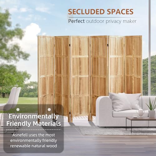 Wood Room Divider 4 Panel, 5.6 FT Tall Room Divider and Folding Privacy Screen, Partition Divider for Room Separation, Wooden Wall Divider Screen for Home Office Bedroom (Retro White)