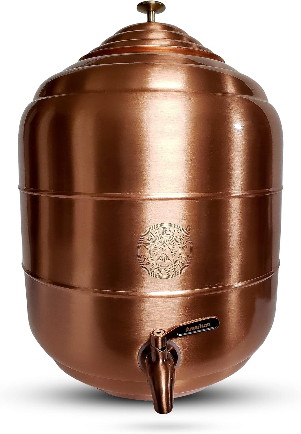 American Ayurveda Countertop 100% Pure Copper 5 Gallon Dispenser Storage Tank Pot With Stainless Steel Faucet and Lid Kitchen Home Health Yoga Meditation