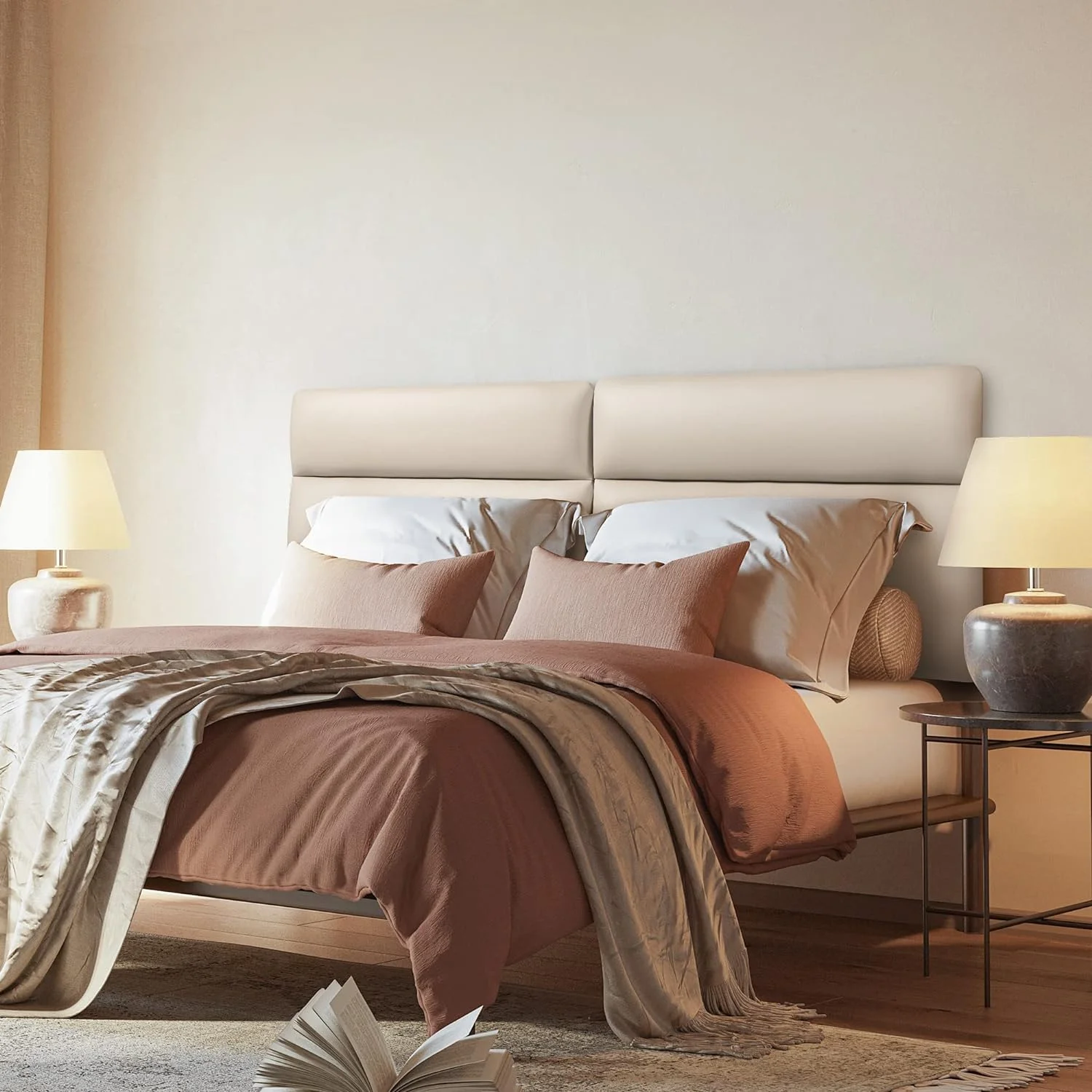 Wall Mount Faux Leather Headboard for King Size Bed, Modern Style Upholstered Headboard, Adjust Height Freely, Easy to Assemble (Nature, King)