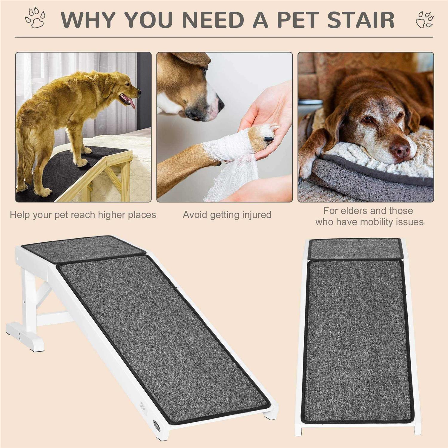 PawHut Pet Ramp, Dog Bed Ramp for Dogs with Non-Slip Carpet and Top Platform - Pet Supplies online store