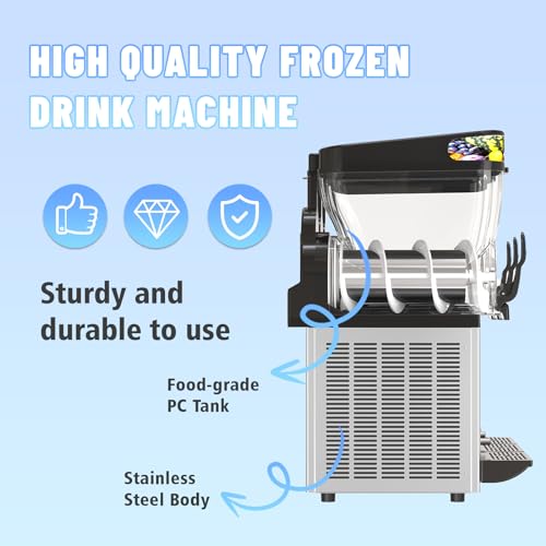 AnyDoor Commercial Slushie Machine - Commercial 110V Slushy Maker Machine 304 Stainless Steel Margarita Machine Efficient Cooling The Ideal Slush Machine for Bars Cafes Restaurants