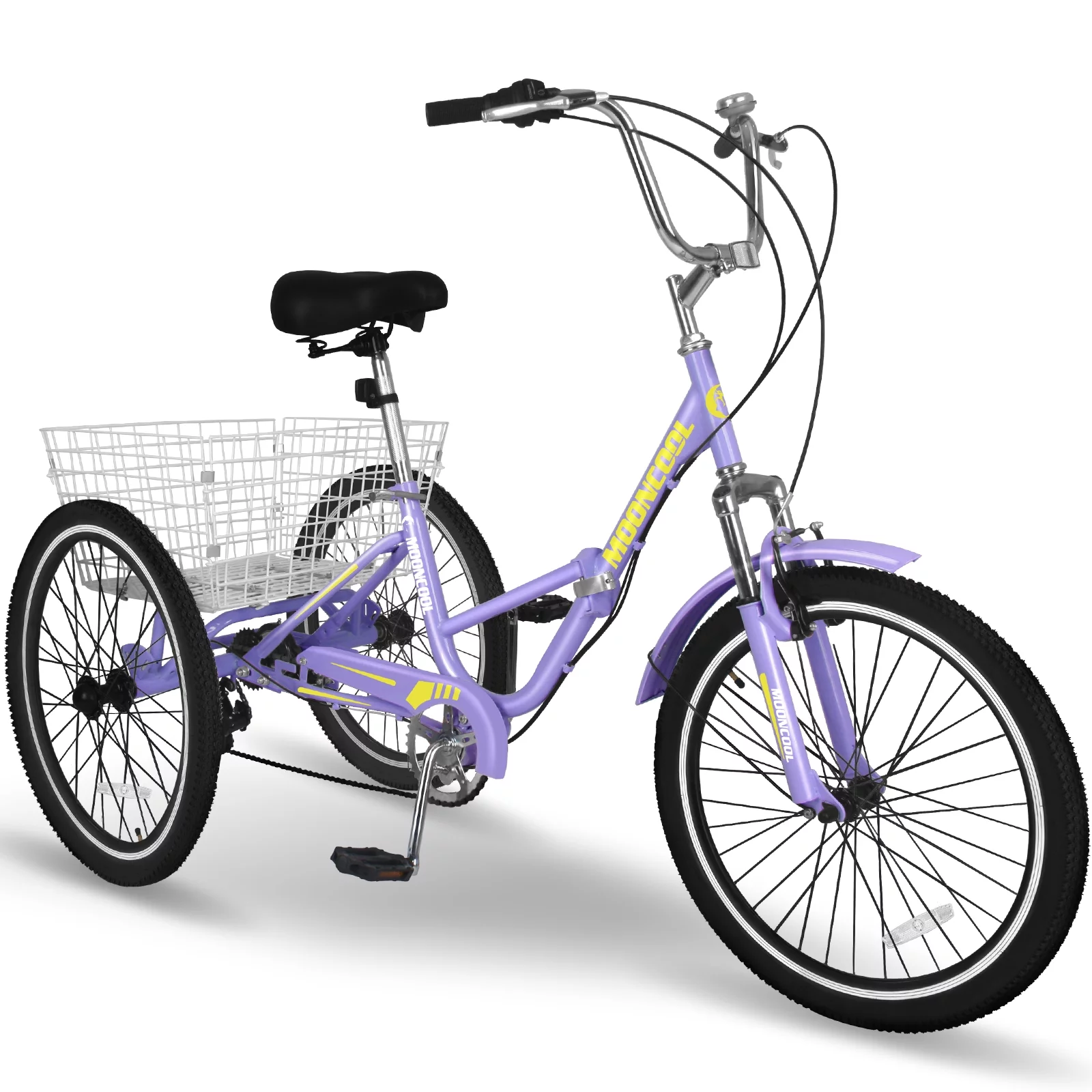 LILYPELLE 24 Adult Tricycle 7 Speed, Three Wheel Bikes for Adults 400lbs,Low-Step Through Trike Cruiser for Exercise Shopping Outdoor Activities,Cyan