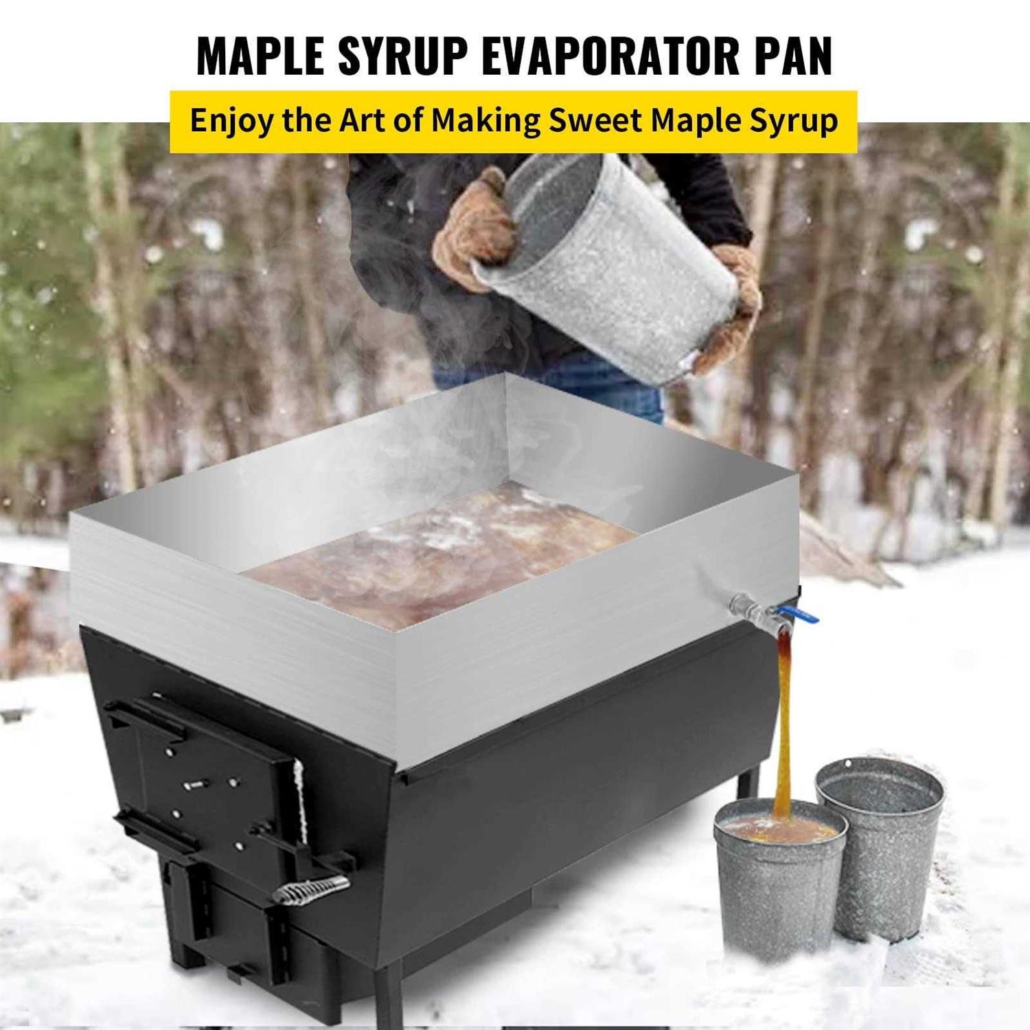 VEVOR Maple Syrup Evaporator Pan 30x16x9.5 Inch Stainless Steel Maple Syrup Boiling Pan with Valve for Boiling Maple Syrup - Shop Hardware Tools Online Store