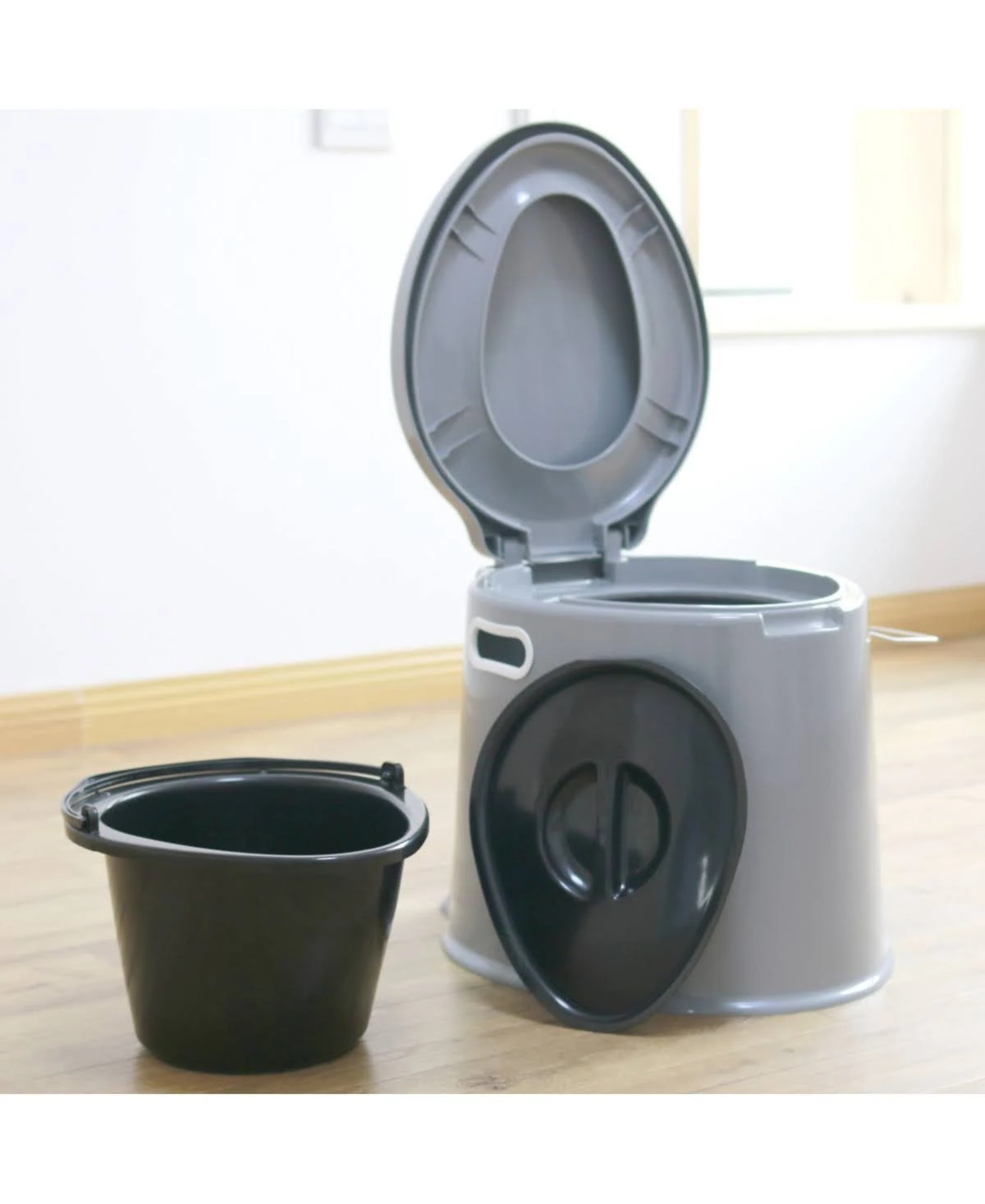 Playberg Portable Travel Toilet for Camping and Hiking, Silver