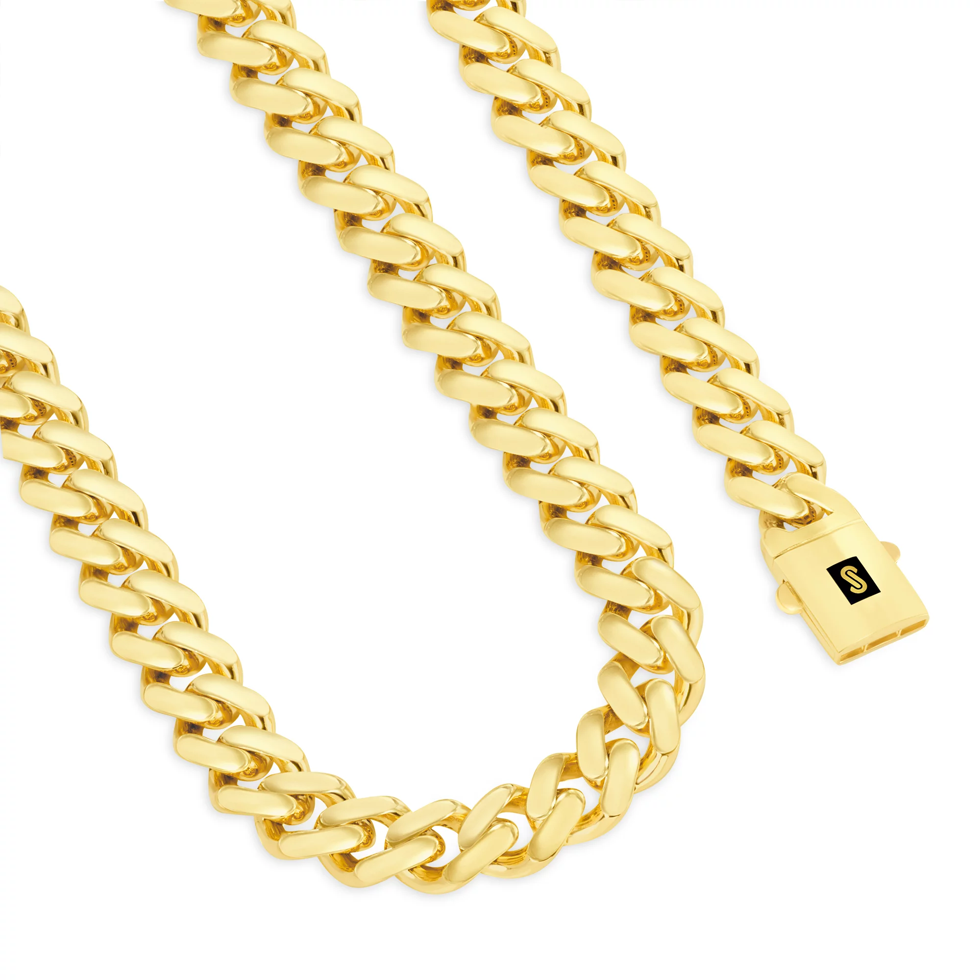 Nuragold 10k Yellow Gold 17mm Royal Monaco Miami Cuban Link Chain Necklace, Mens Jewelry Fancy Box Clasp 22" - 30"