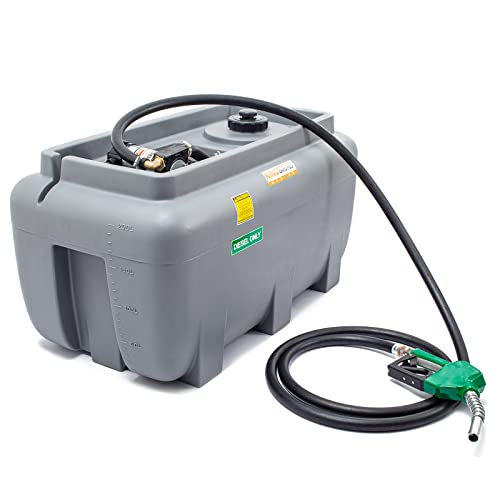 KING CHAO FOO 52 Gallon Portable Fuel Tank, Gasoline Fuel Tank with 12V Electric Fuel Transfer Pump, Diesel Fuel Tank with 19ft Electric Wire & 3 Gears Padlock Manual Fuel Nozzle (Red)