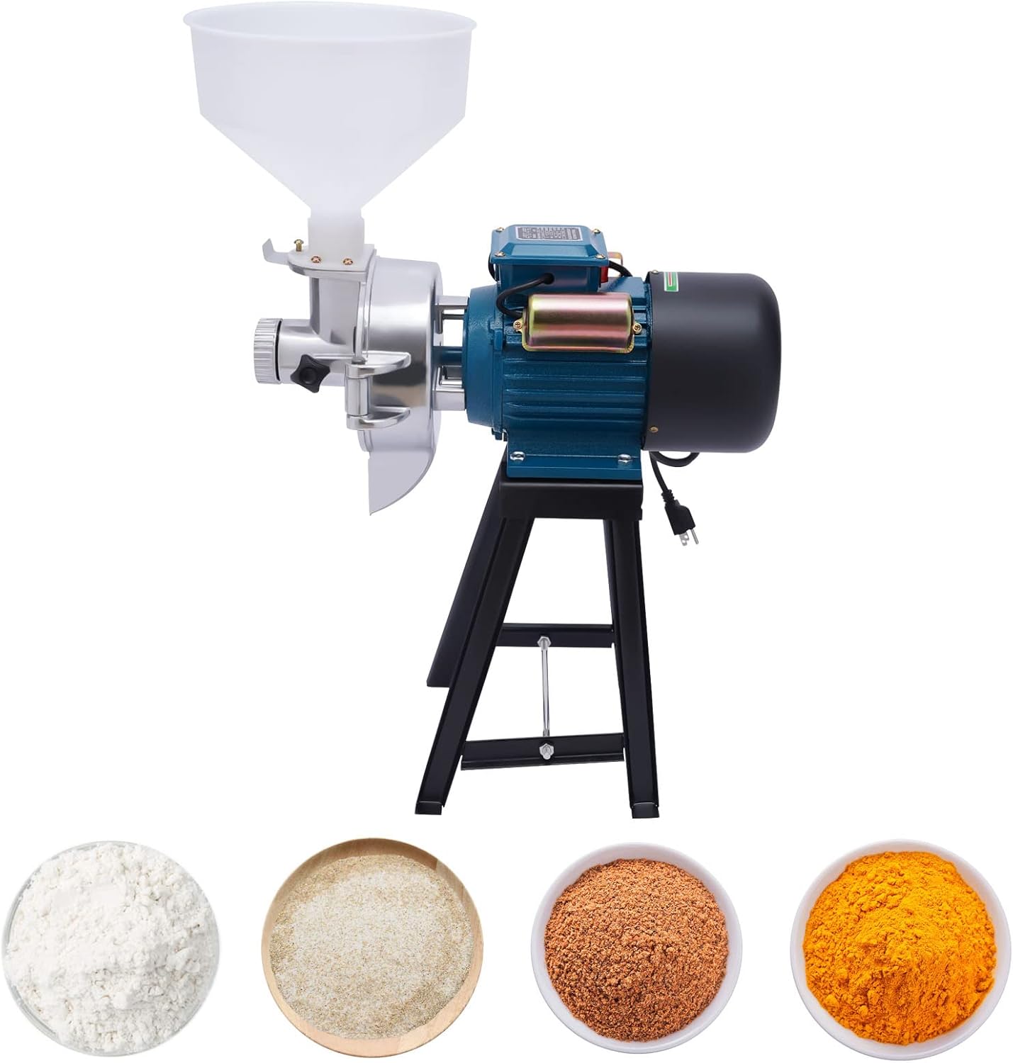 110V 2200W Electric Grain Mill Grinder Machine Wet and Dry Mill Machine W/Funnel Feed Soymilk Wheat Cereals Grinder Flour Mill Grinder for Home and Commercial Use Grinding Machine