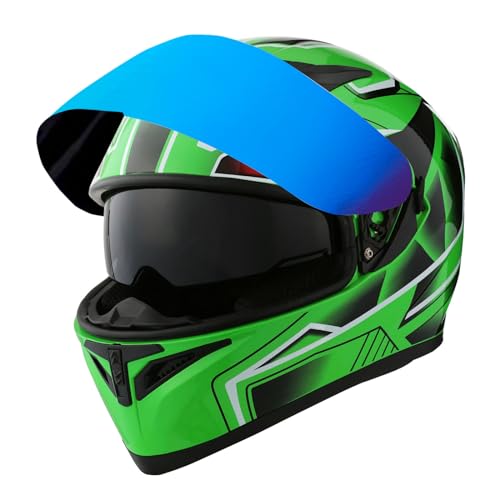 1Storm Motorcycle Full Face Dual Visor Helmet Bundle with Spoiler and Motorcycle Bluetooth Headset: HJK316 Matt Black