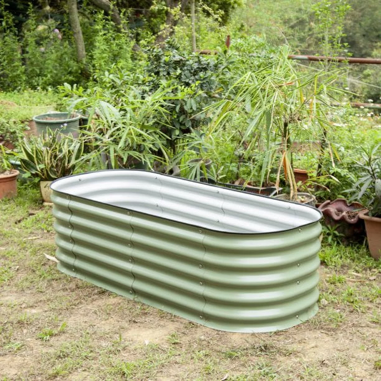 VEGEGA 17" Tall 5'X2' Metal Corrugated Raised Garden Bed Kit , Planter Box for Vegetables, Flowers, Herbs - Green (4in1)