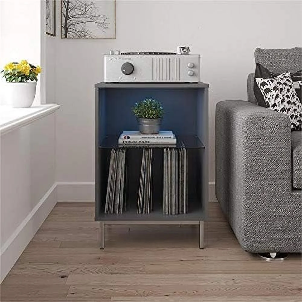 Contemporary Turntable Stand In Graphite Gray
