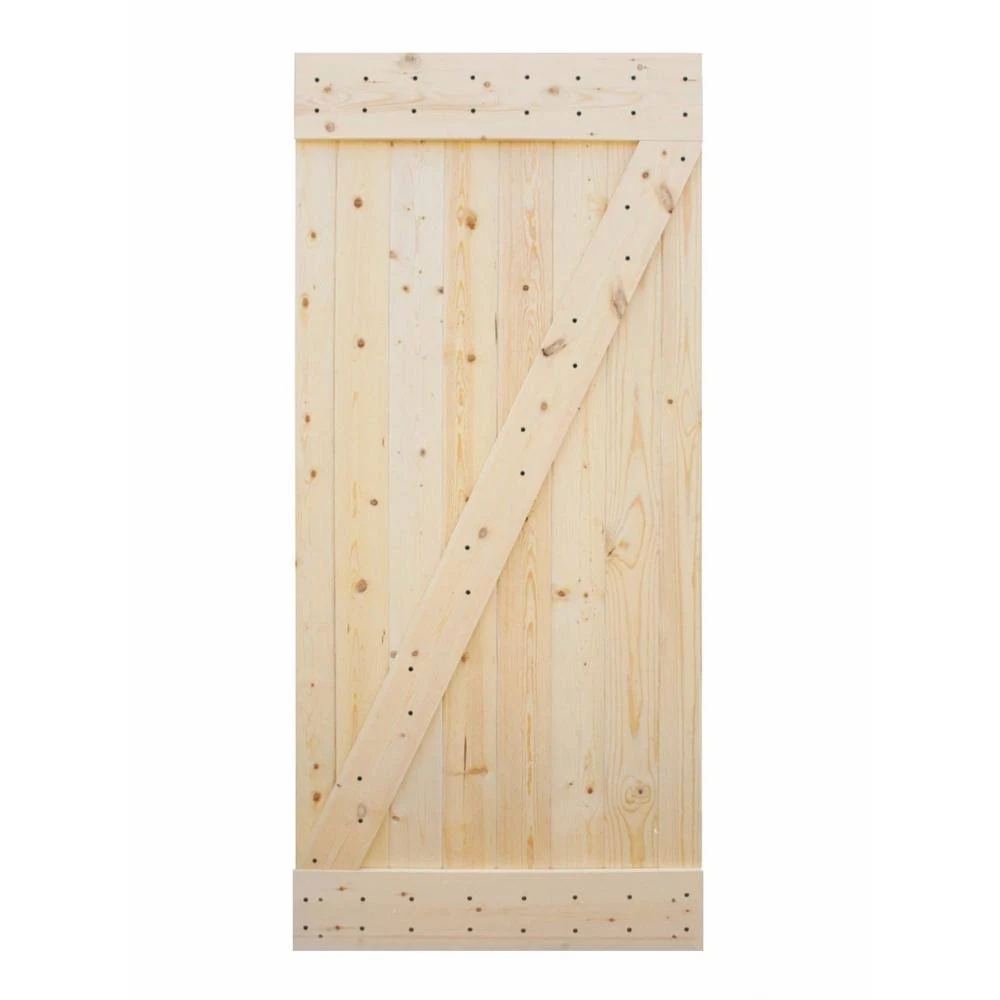 CALHOME 38 in. x 84 in. 1-Panel Unfinished Natural Wood Sliding Barn Door Slab, Natural Wood Color and Primed