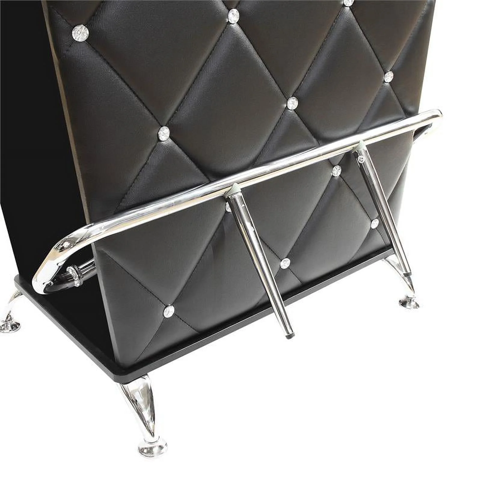 Furniture of America Perii Contemporary Faux Leather Tufted Bar Table in Black