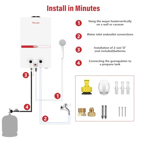 Propane Water Heater Tankless, 10L Portable Water Heater, 2.6GPM Portable Hot Water Heaters with Multi-Protection, Instant Camping Water Heaters for Camping, Outdoors Shower, RV Shower, White