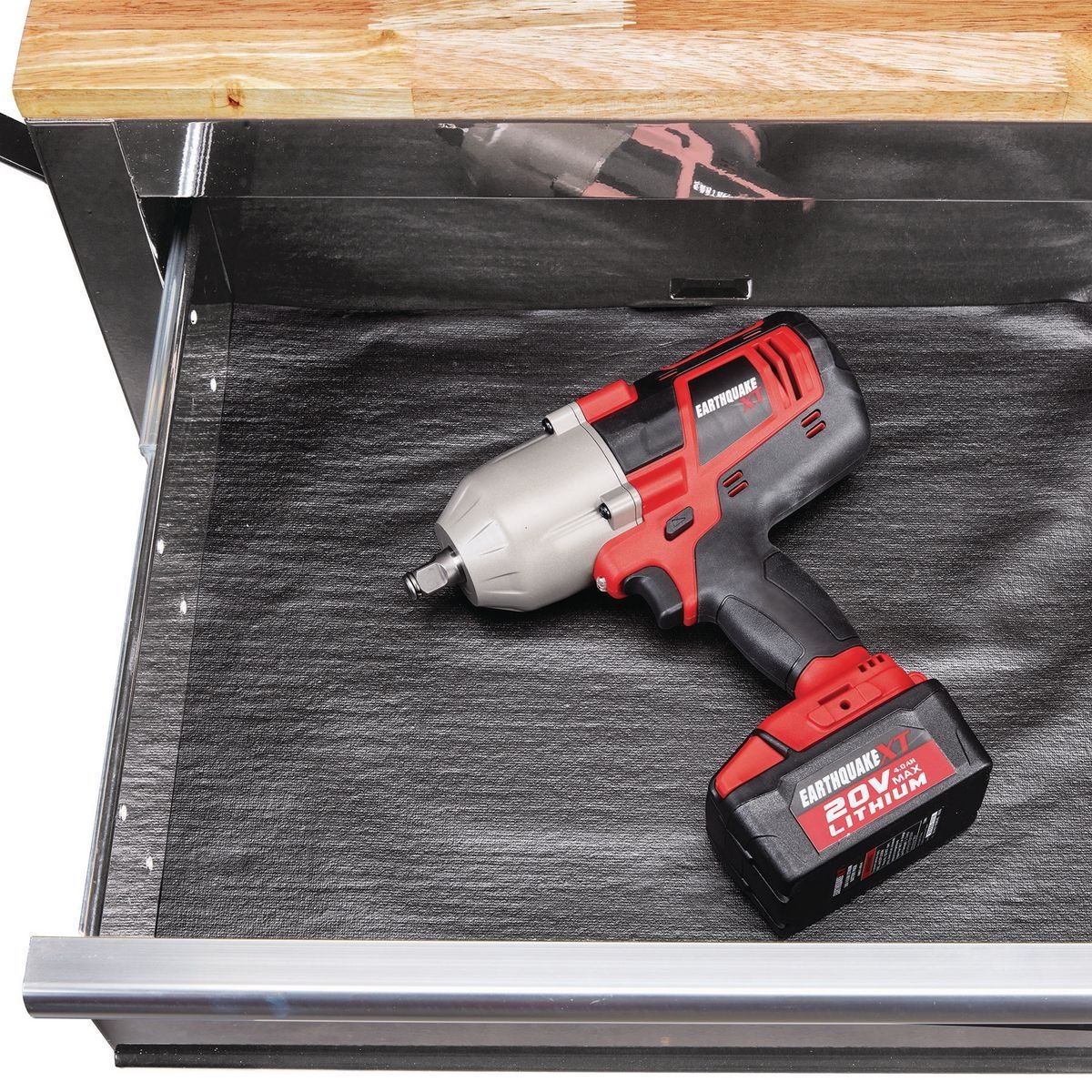YUKON 46 in. Mobile Workbench with Solid Wood Top, Red