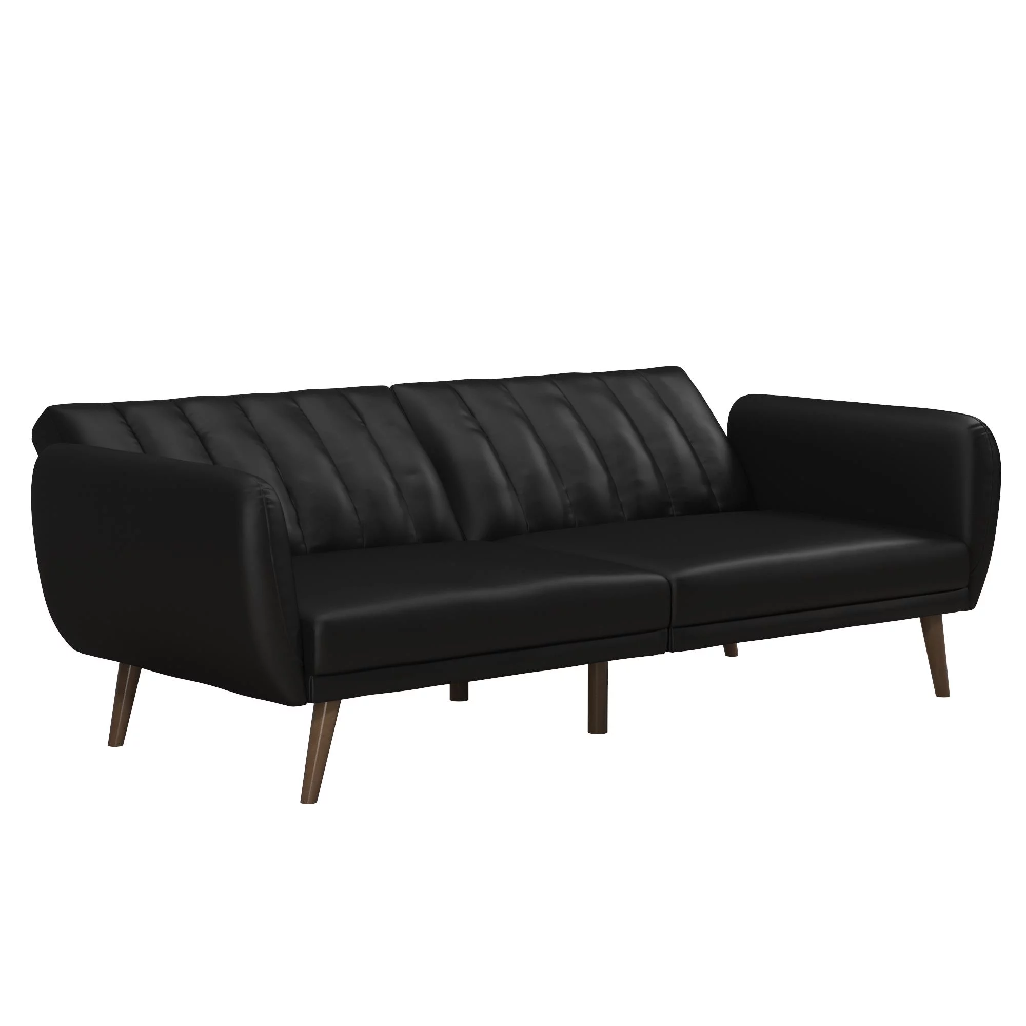 Novogratz Brittany Futon, Black Faux Leather