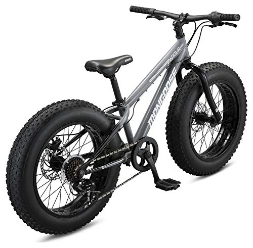 Mongoose Argus Trail or ST Fat Tire Mountain Bike, 20, 24 or 26 Inch Bike for Kids and Adults, 7 or 16 Speed, Aluminum or Steel Frame, Knobby Mountain Fat Tires, Mechanical Disc Brakes