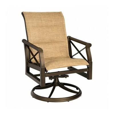 Andover Swivel Patio Dining Chair Woodard Fabric: Platinum