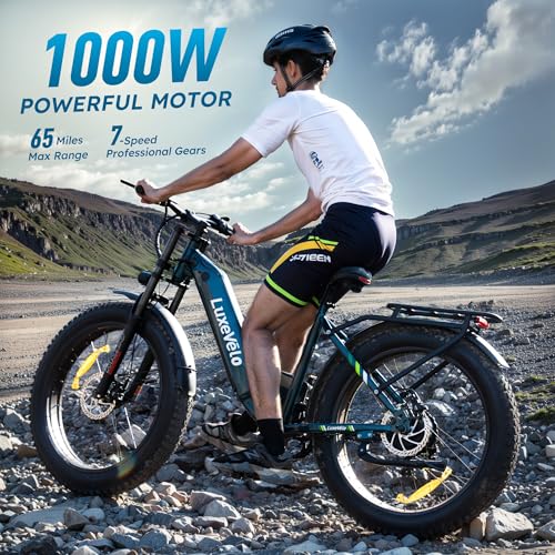 Pro Electric Bike for Adults, 26"x4" Fat Tire Mountain Ebike with Dual Hydraulic Brakes, 1000W Peak Motor, 624Wh Anti-thief Battery, Up to 65miles in PAS1, 7 Speed, UL2849 Certified