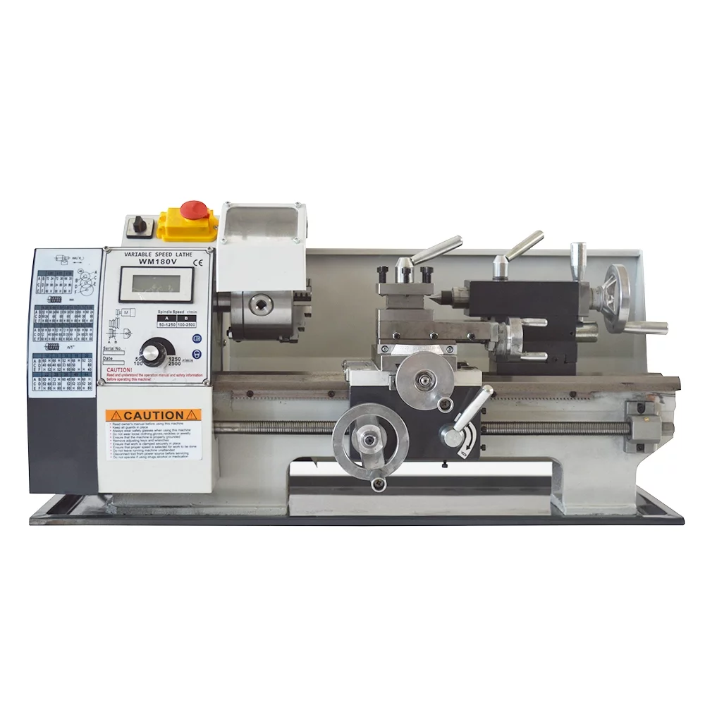 7*12" Precision Metal Bench Lathe Thread Metalworking Lathe Metal Milling Machine Variable Speed 110V - Curated Treasures Market