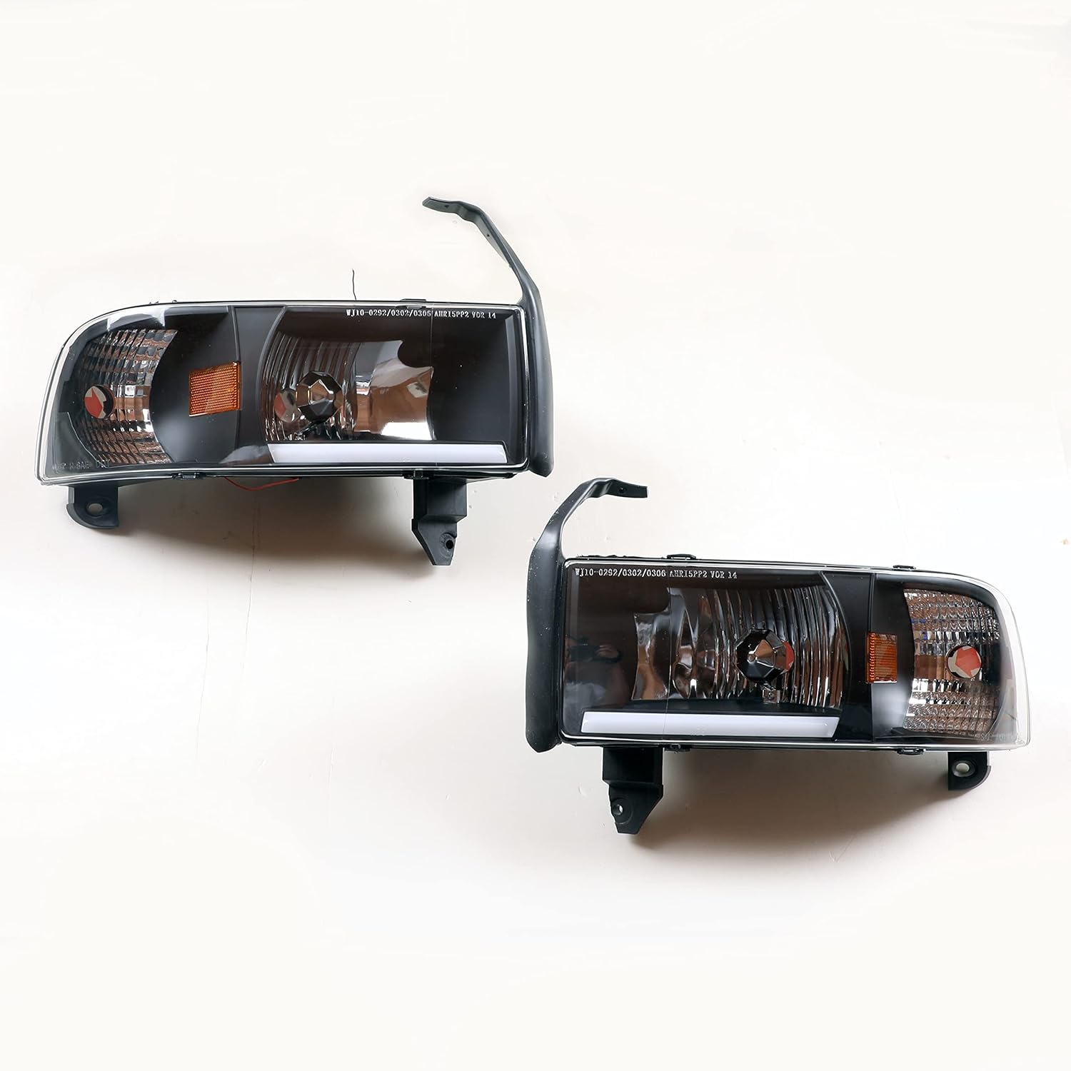 ROXX Headlight Assembly Compatible with 1994-2001 Dodge Ram 1500/94-02 Dodge Ram 2500 3500 Black Housing without Drl
