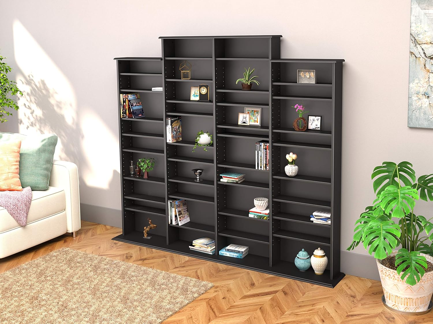 Prepac Quad Width Wall Storage Cabinet, Black