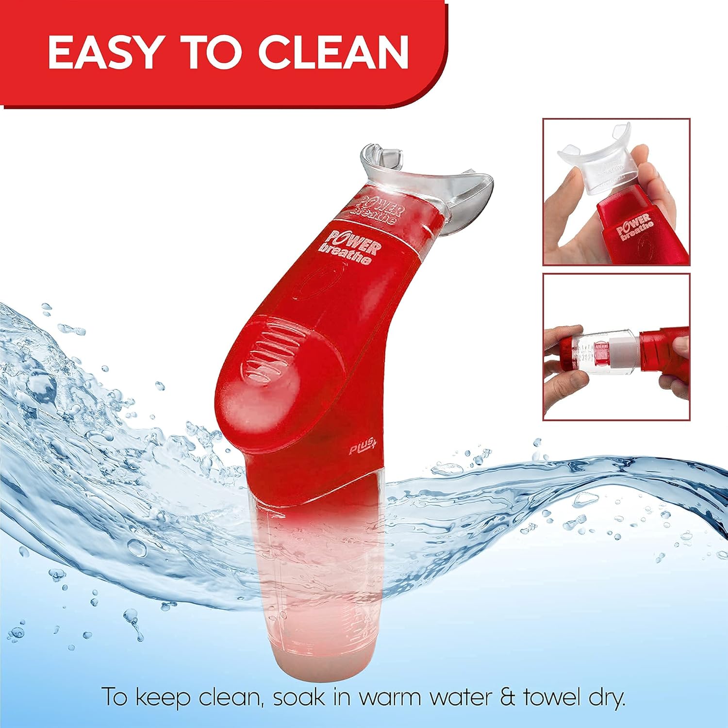 POWERBREATHE - Breathing Exercise Device, Breathing Trainer and Therapy Tool to Strengthen Breathing Muscles and Help Lung Capacity, Handheld Inspiratory Muscle Trainer &ndash; Red, Heavy Resistance
