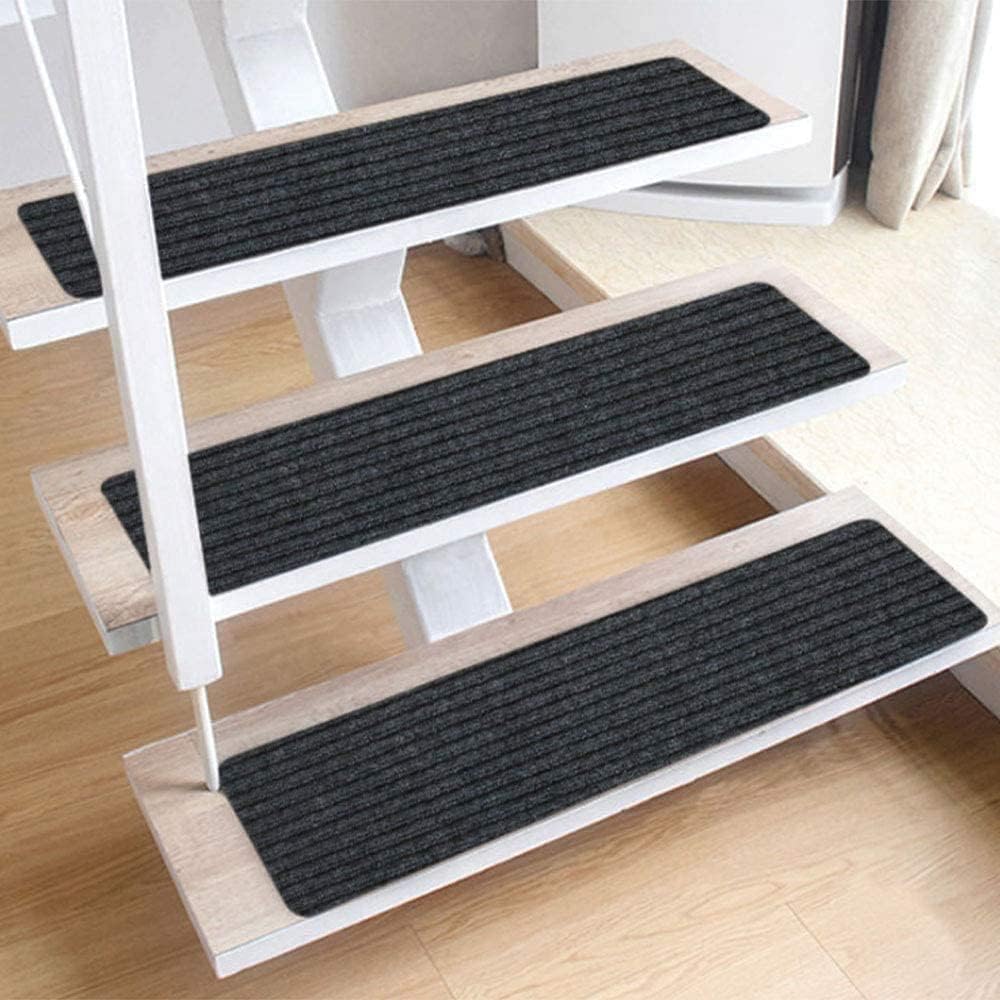 TreadSafe Carpet Stair Treads Non-Slip | 8"x30" Set of 15 | Non Slip Backing | Non Slip Stair Runner for Safety and Grip for Kids Elders and Dogs (Brown)