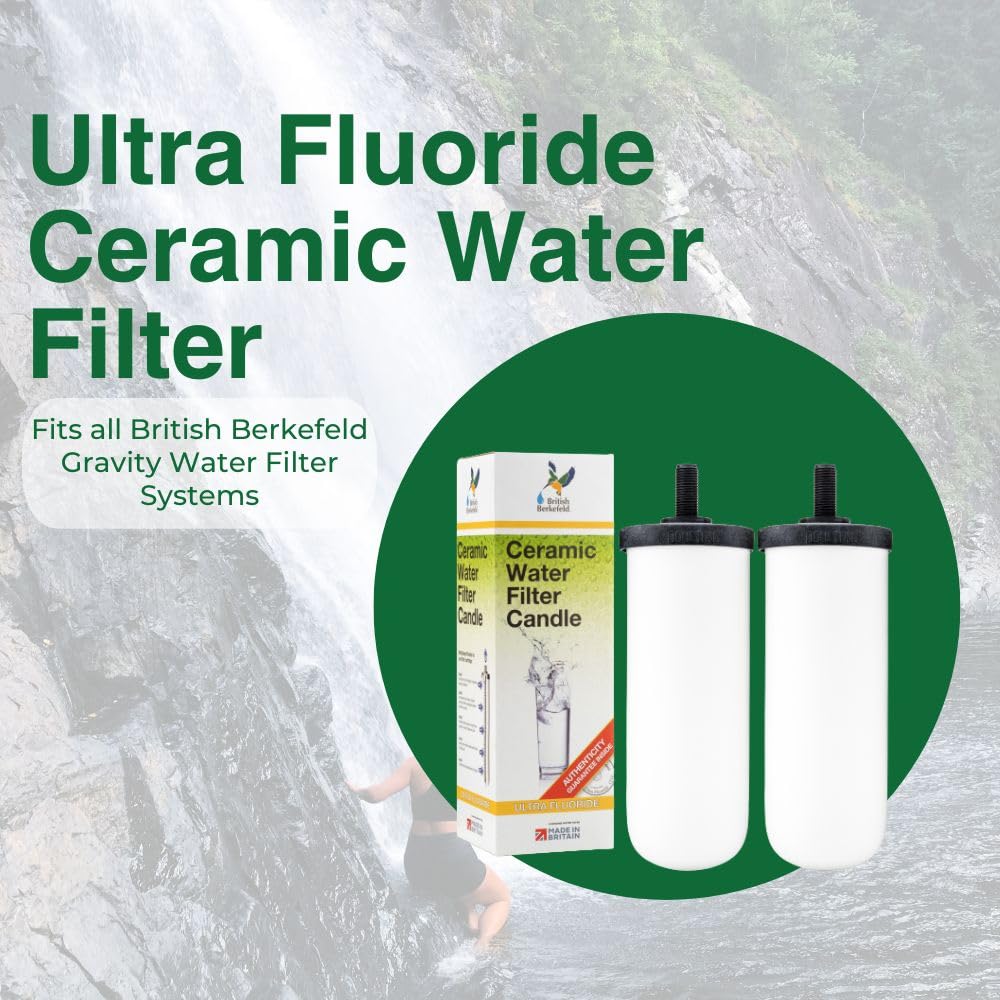 British Berkefeld Doulton British Berkefeld W9361132 2.25 Gallon Countertop Water Filter System Uses 2X Ultra Fluoride Ceramic Filters