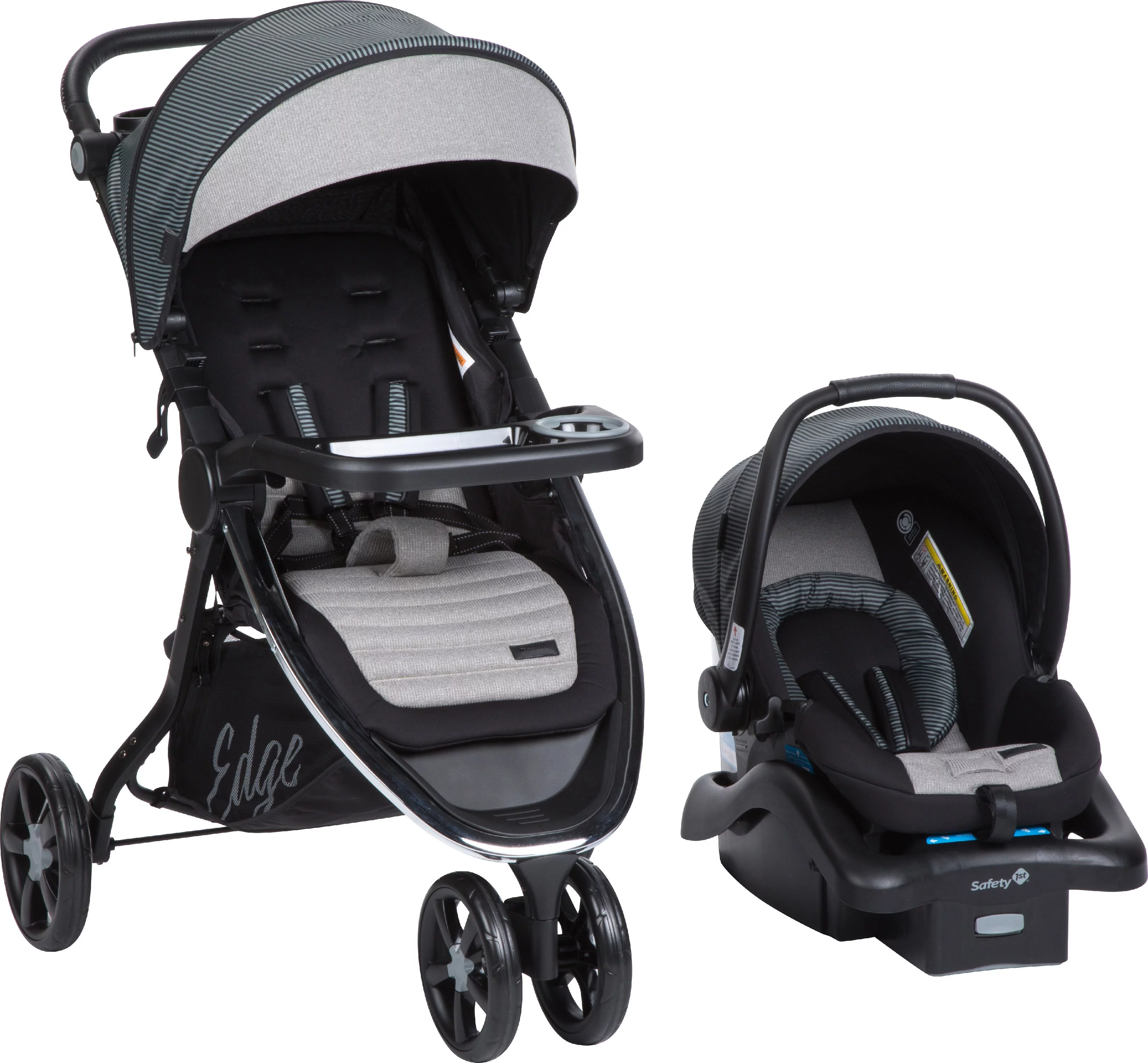 Monbebe Edge Travel System Stroller and Rear-Facing Infant Car Seat, Pinstripe