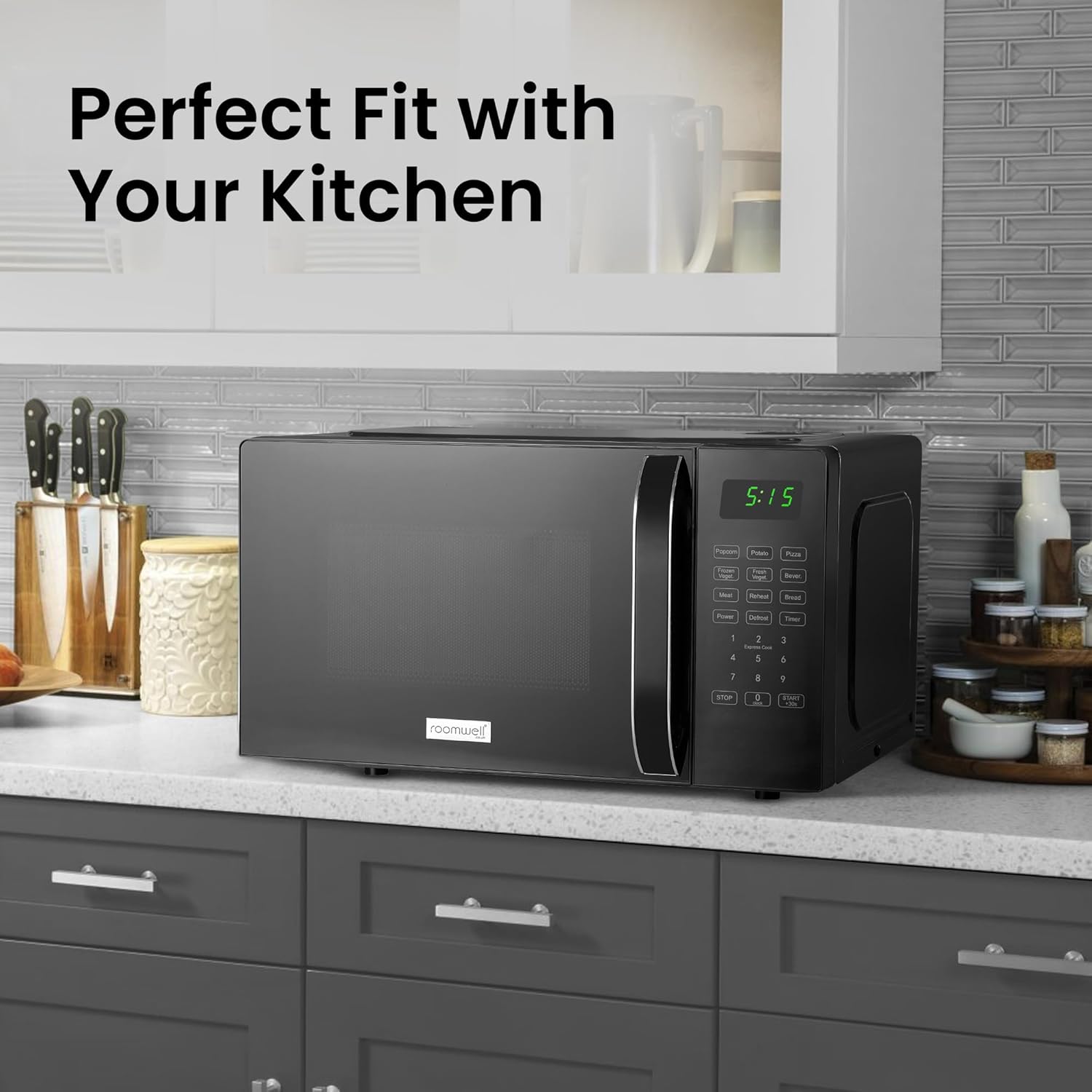 Countertop Microwave Oven Small 0.7 cu ft With Digital Display, Black Microwave Countertop has 10 Power Levels & Auto Defrost Function Compact Microwave for Dorm With Child Lock