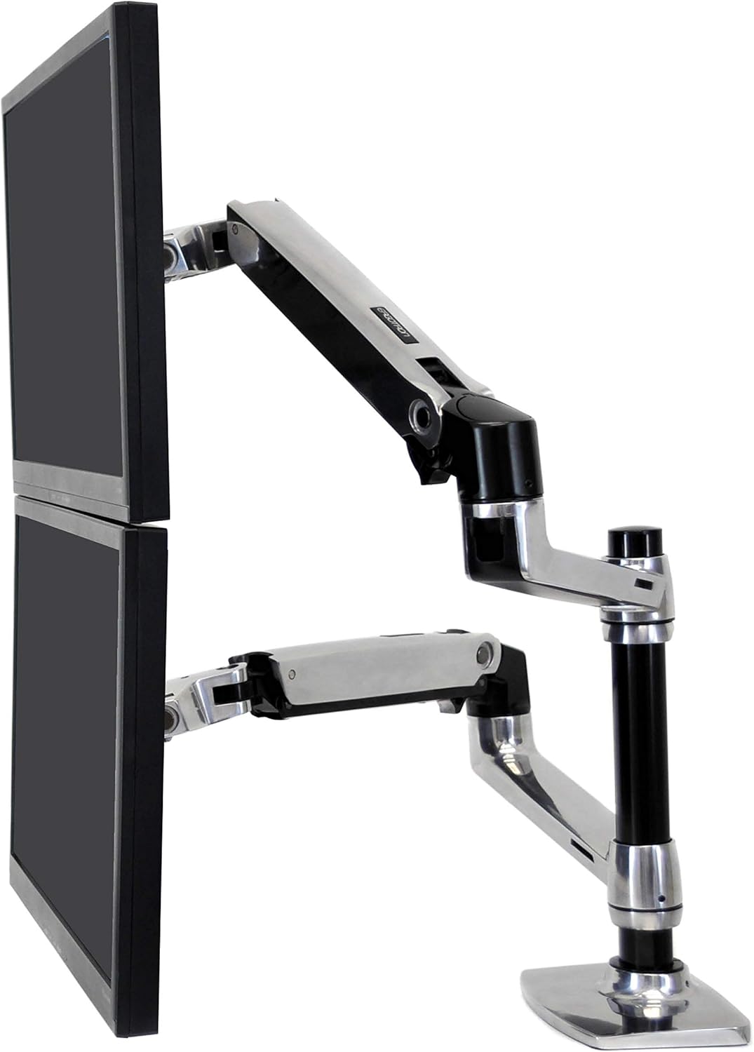 Ergotron – LX Vertical Stacking Dual Monitor Arm, VESA Desk Mount – for 2 Monitors Up to 24 Inches, 7 to 20 lbs Each – Polished Aluminum